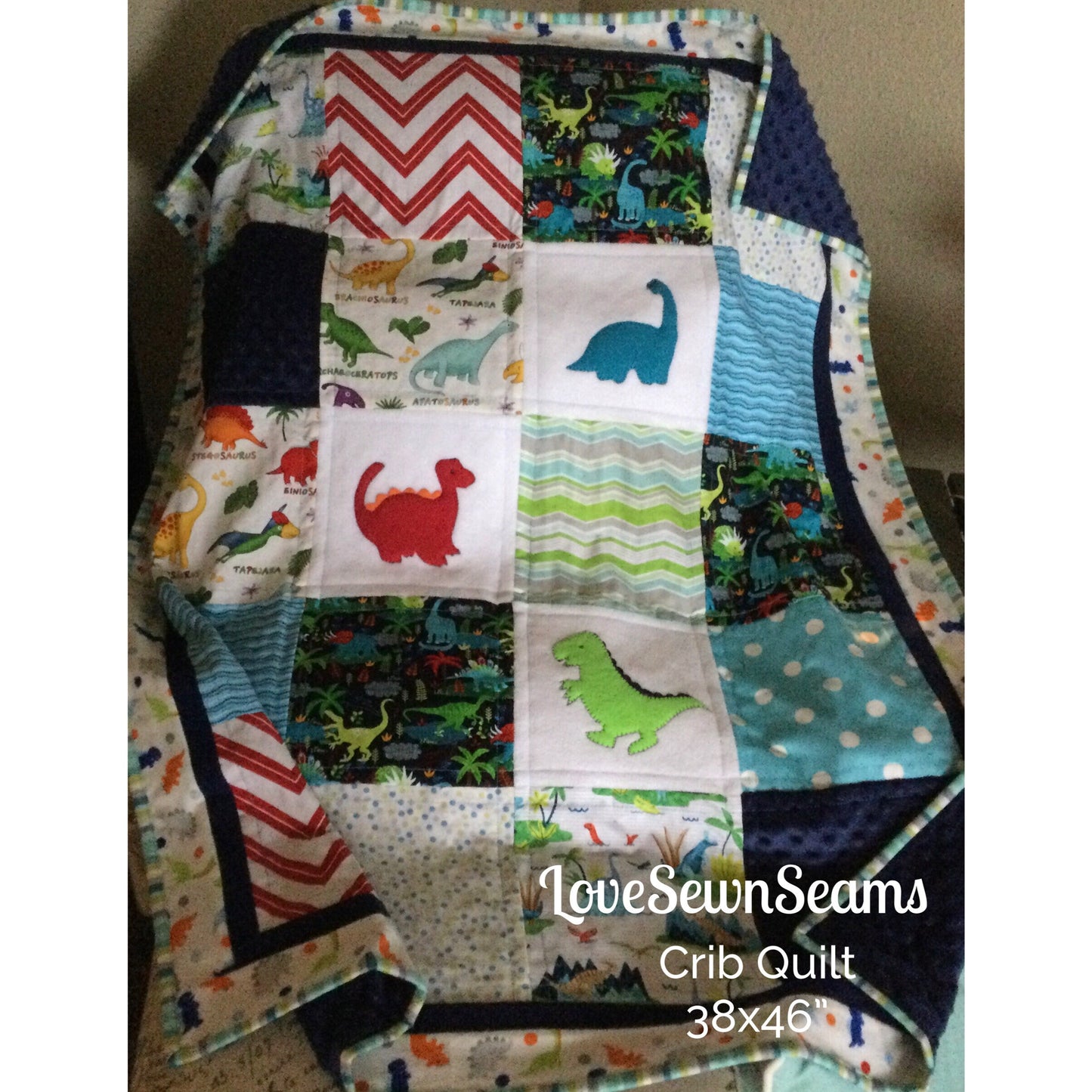 DINOSAUR Quilt/Dinosaur Lovey/Lovie/Dino Quilt/handmade quilt/Modern baby quilt