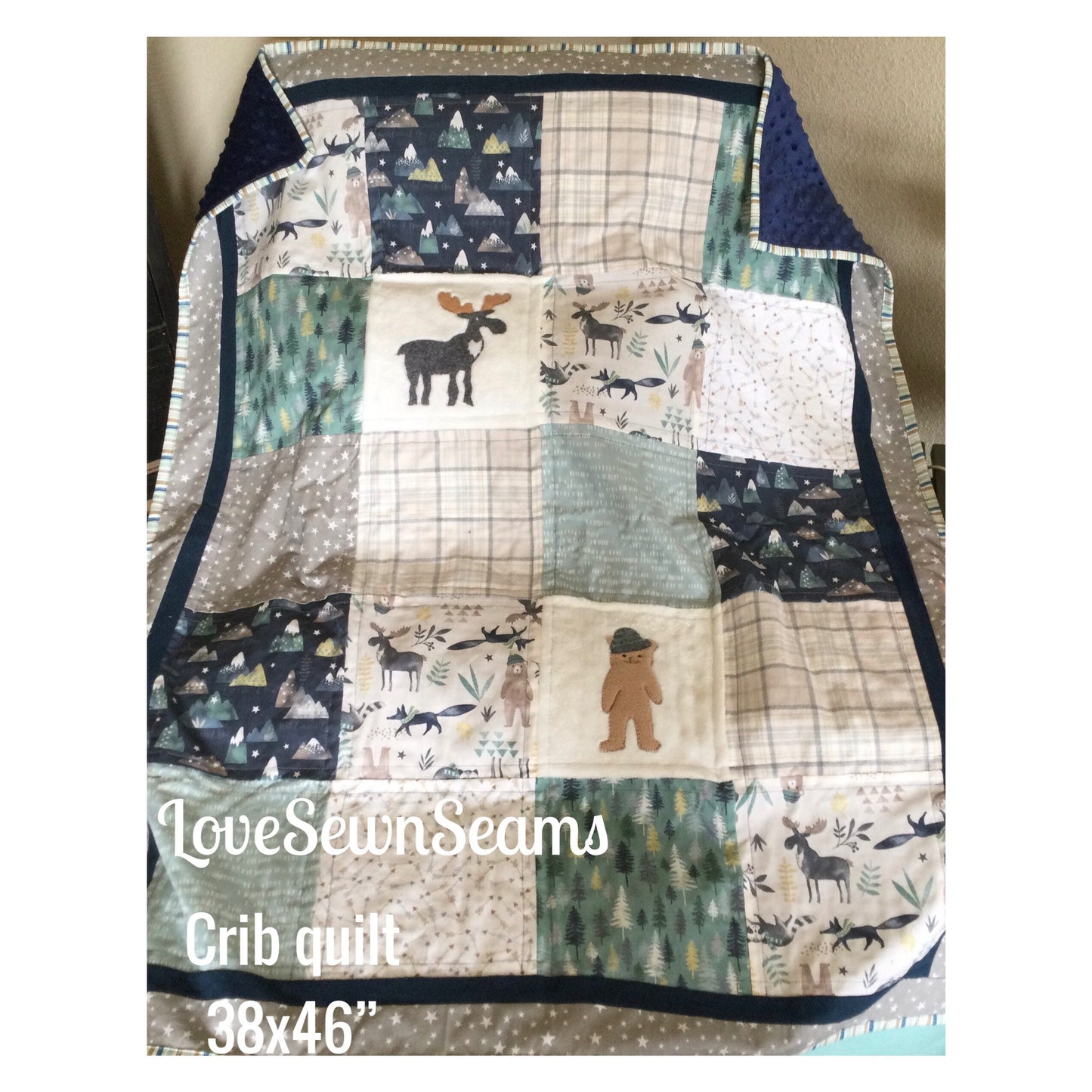 Woodland quilt/Moose quilt/Bear quilt/Wild and Free quilt/Adventure quilt/Appliqué quilt