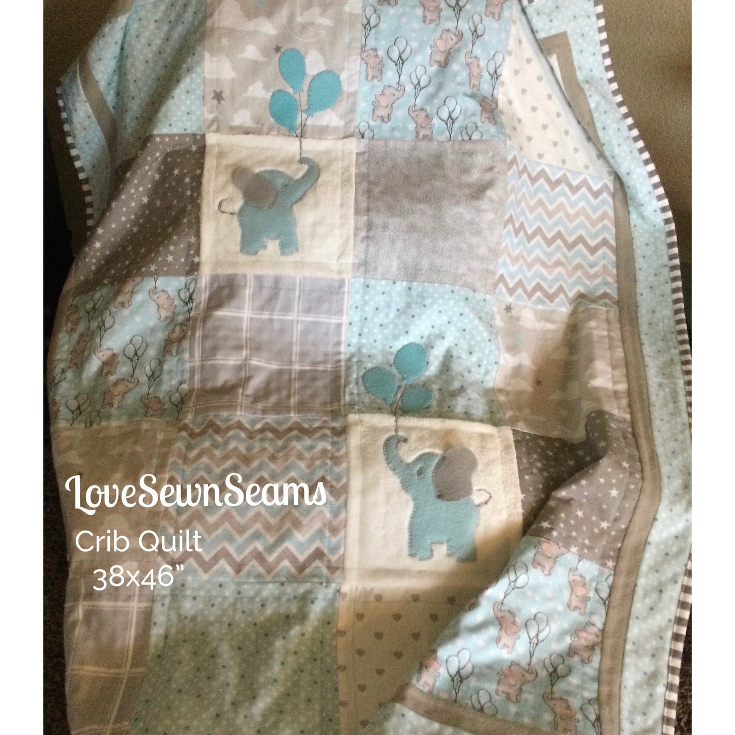 MADE to ORDER/ELEPHANT Quilt/Available as shown or in Pink and Gray/Elephant Quilt/Elephant blanket/Elephant Lovey