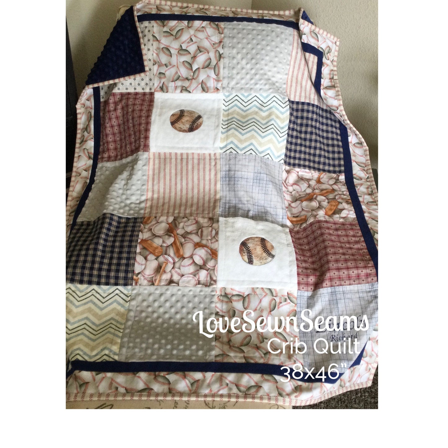 Vintage Style Baseball quilt/Baseball Nursery/Baseball/Mini Crib Set
