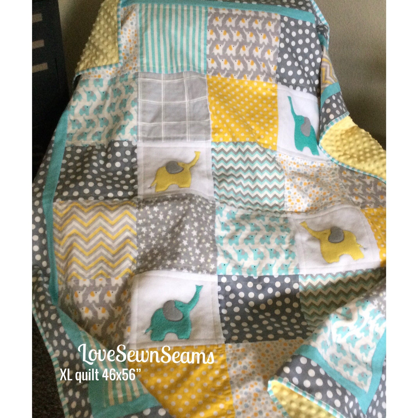 Elephant Quilt/Crib Quilt/Elephant blanket/Modern baby quilt