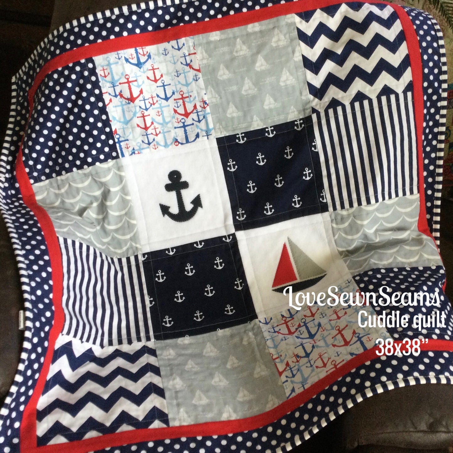 MADE TO ORDER/Nautical Quilt/Coastal nursery/Modern baby quilt Baby quilt/Handmade quilt/Patriotic quilt