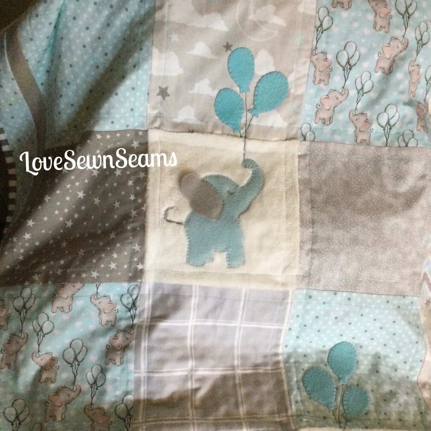 MADE to ORDER/ELEPHANT Quilt/Available as shown or in Pink and Gray/Elephant Quilt/Elephant blanket/Elephant Lovey