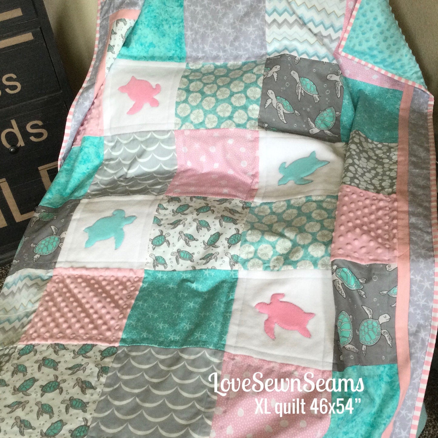 MADE TO ORDER/Sea Turtle Quilt/Sea Turtle Crib bedding/Sea Turtle Baby blanket/Sea Turtle accent pillow