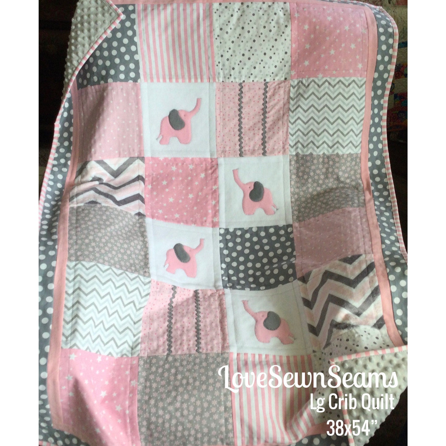 Elephant quilt/MADE to ORDER/Elephants/Pink and Gray quilt/Elephant baby quilt/Elephant nursery