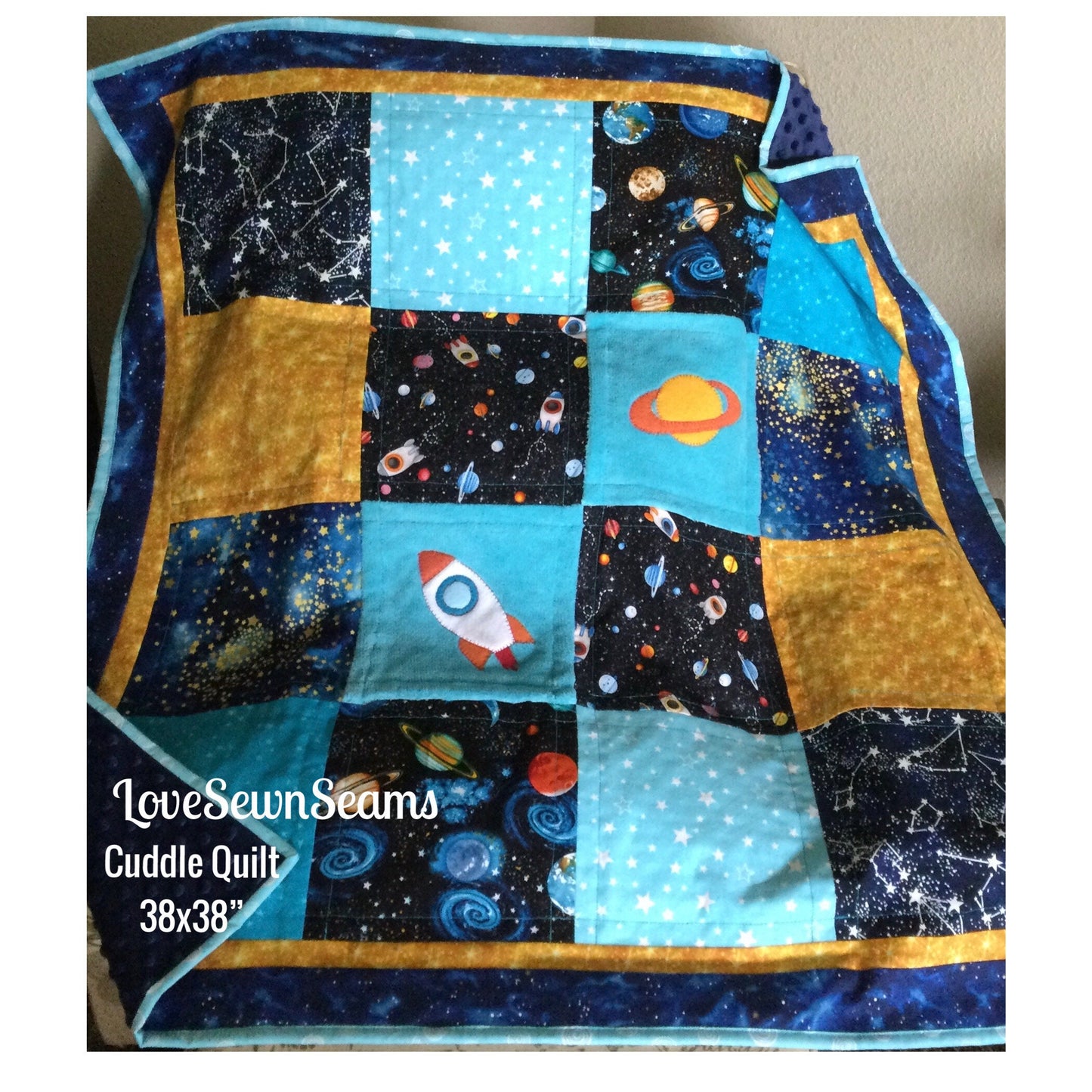 Moon Star quilt/Planets quilt/Galaxy Quilt/Rocket quilt/Rocket Lovey