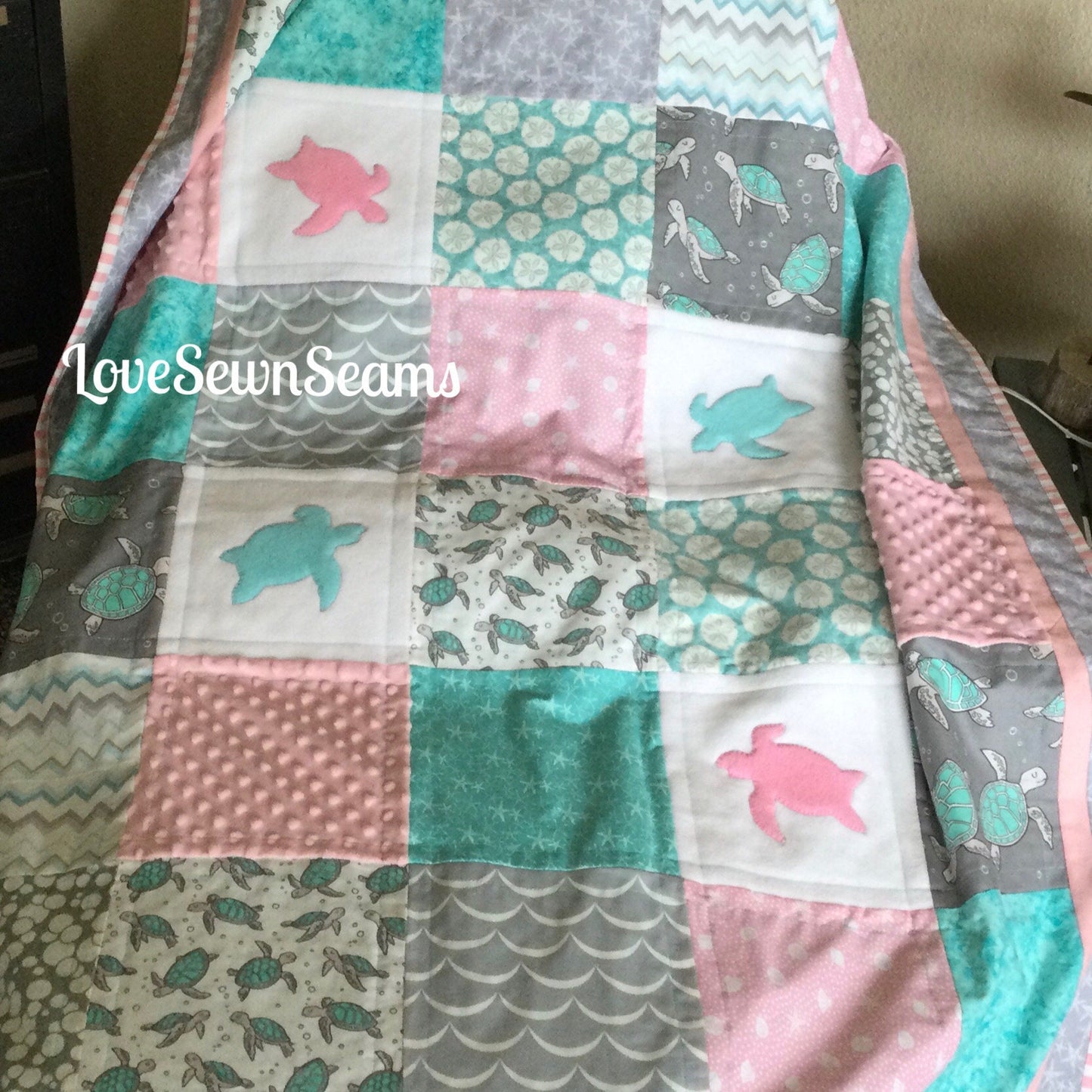 MADE TO ORDER/Sea Turtle Quilt/Sea Turtle Crib bedding/Sea Turtle Baby blanket/Sea Turtle accent pillow