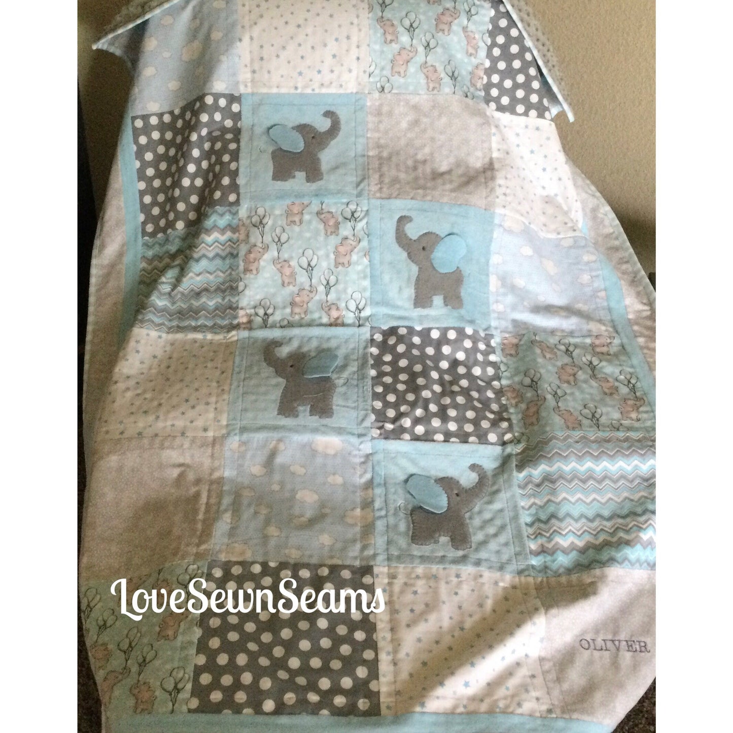 MADE to ORDER/Elephant quilt/Elephants/Handmade in USA/Elephant Lovey
