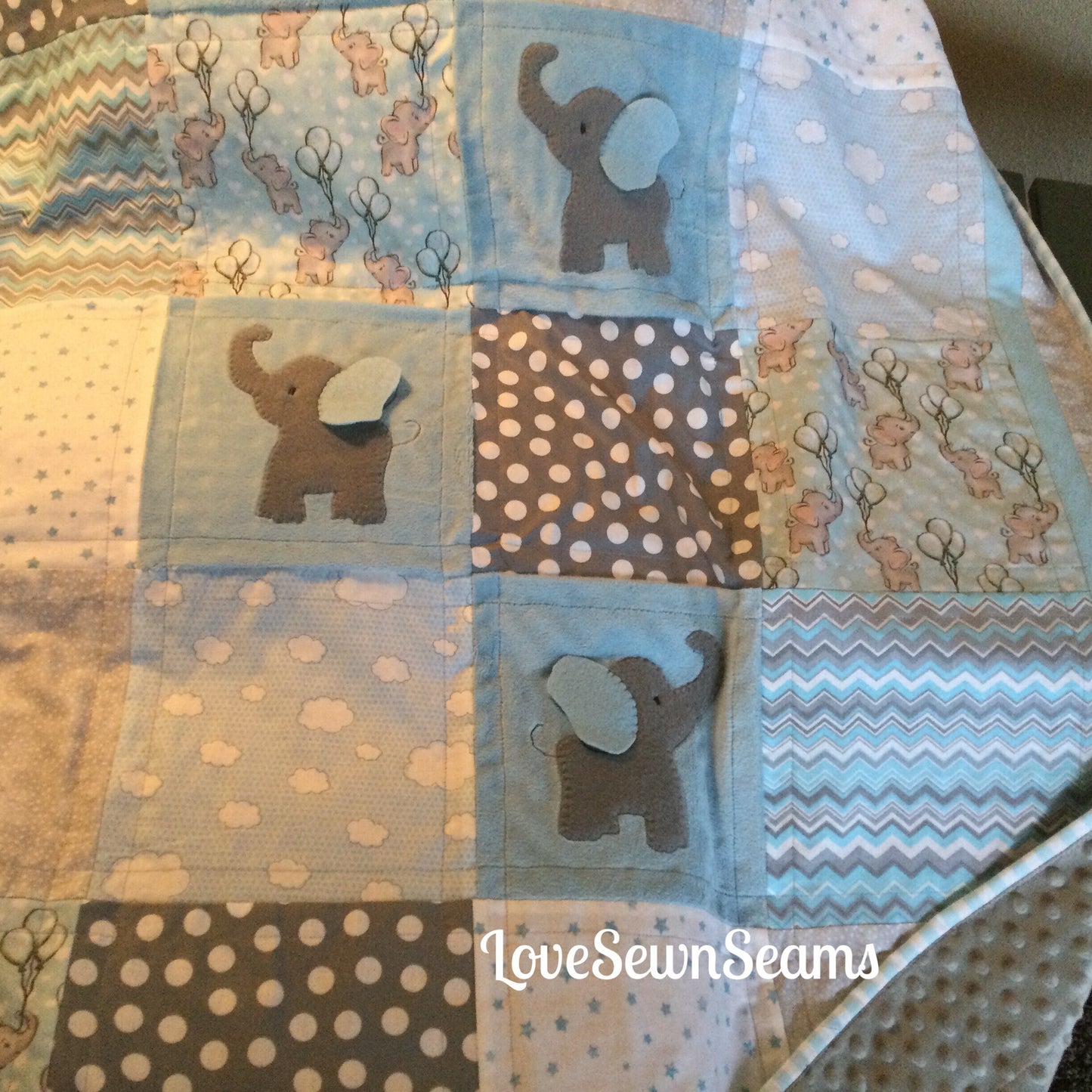 MADE to ORDER/Elephant quilt/Elephants/Handmade in USA/Elephant Lovey