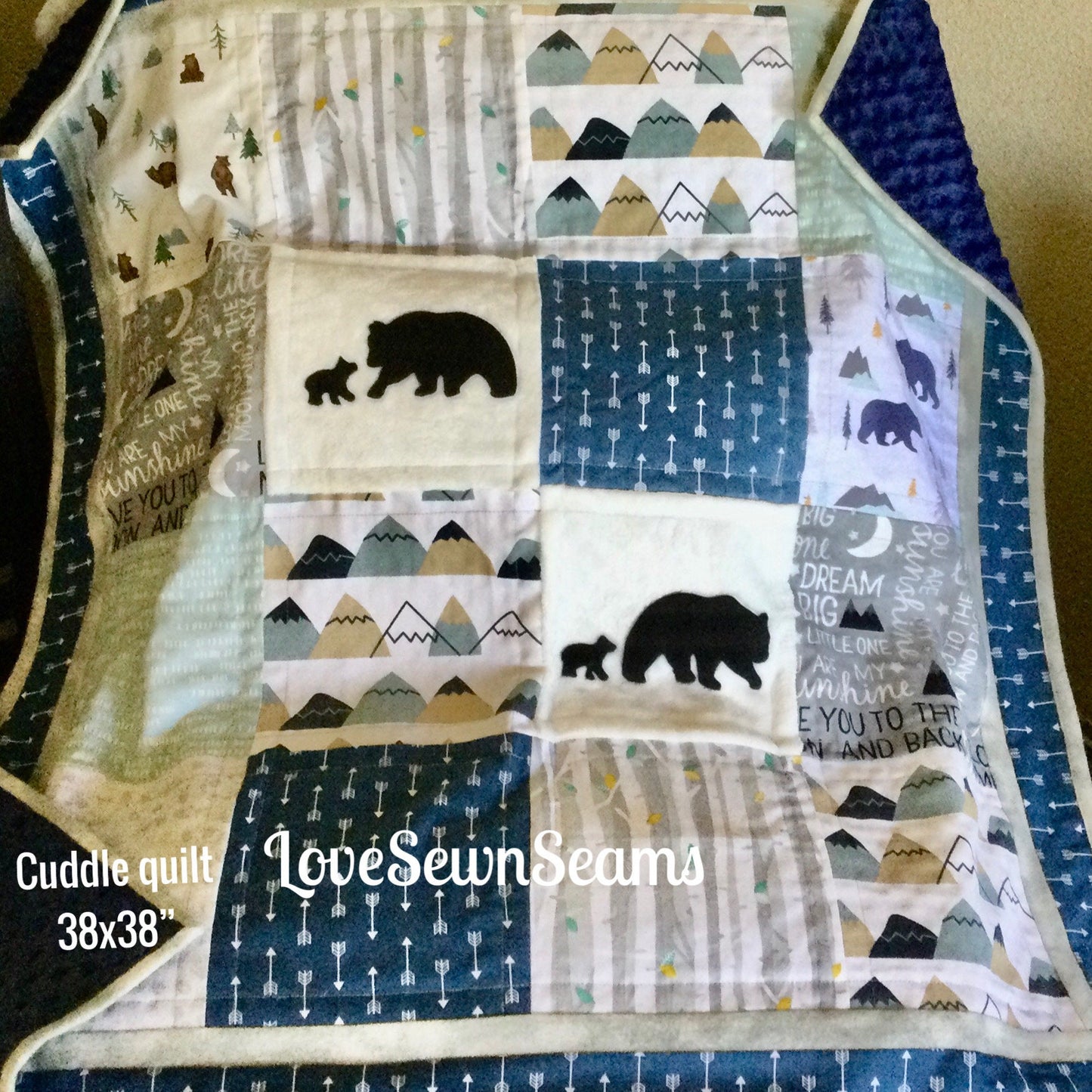 Woodland quilt/Bear baby quilt/Forest quilt/Mountain quilt