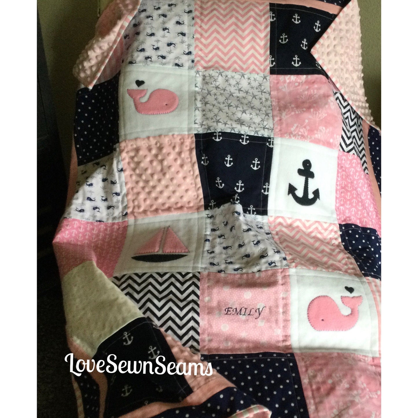 MADE TO ORDER/Seaside Quilt/Nautical Baby quilt/Baby quilts/Handmade quilts/Modern baby quilt/Coastal baby quilt