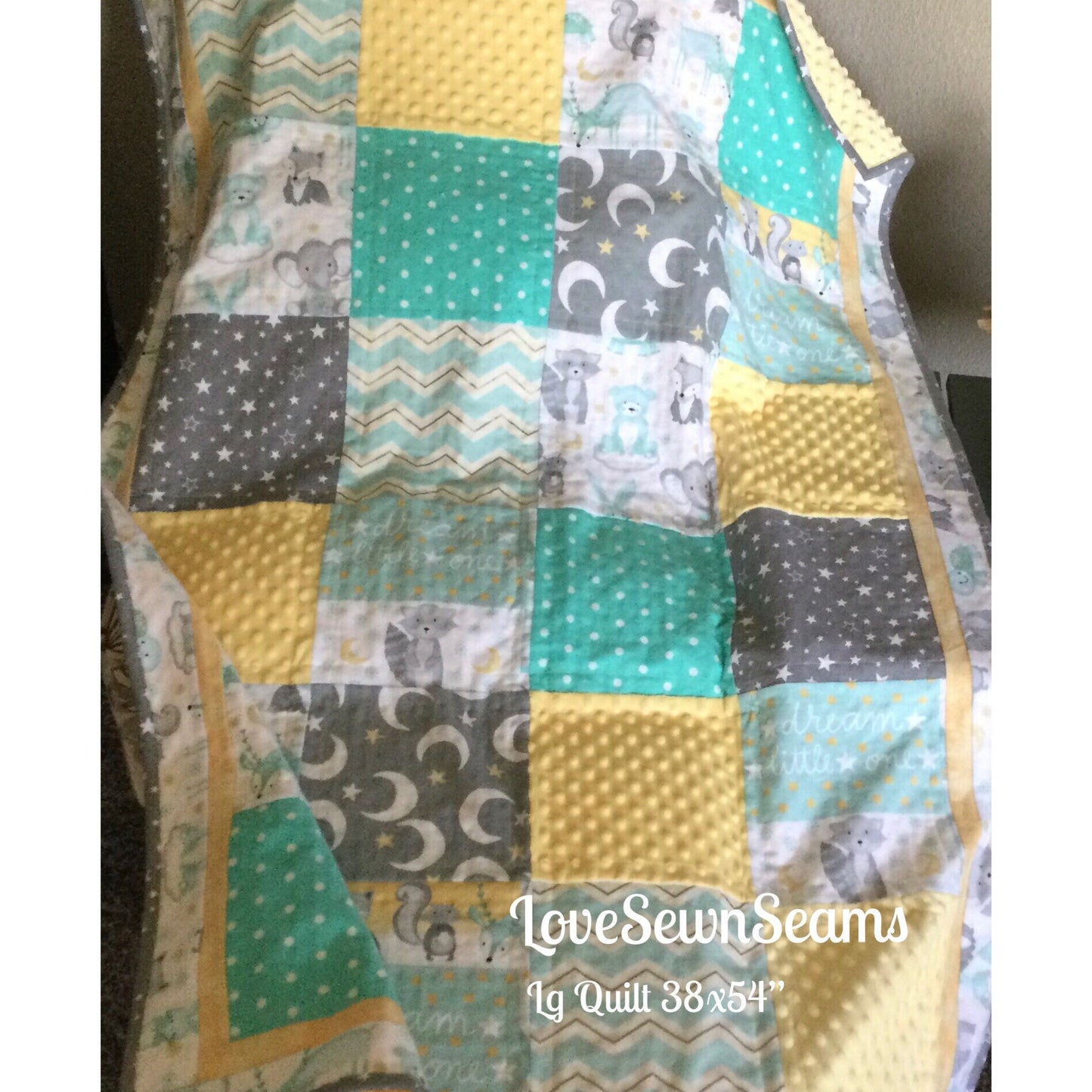 Sleepy time quilt/Moon quilt/Gender neutral quilt/Choose your Minky color/Baby quilt/Handmade quilt/flannel quilt