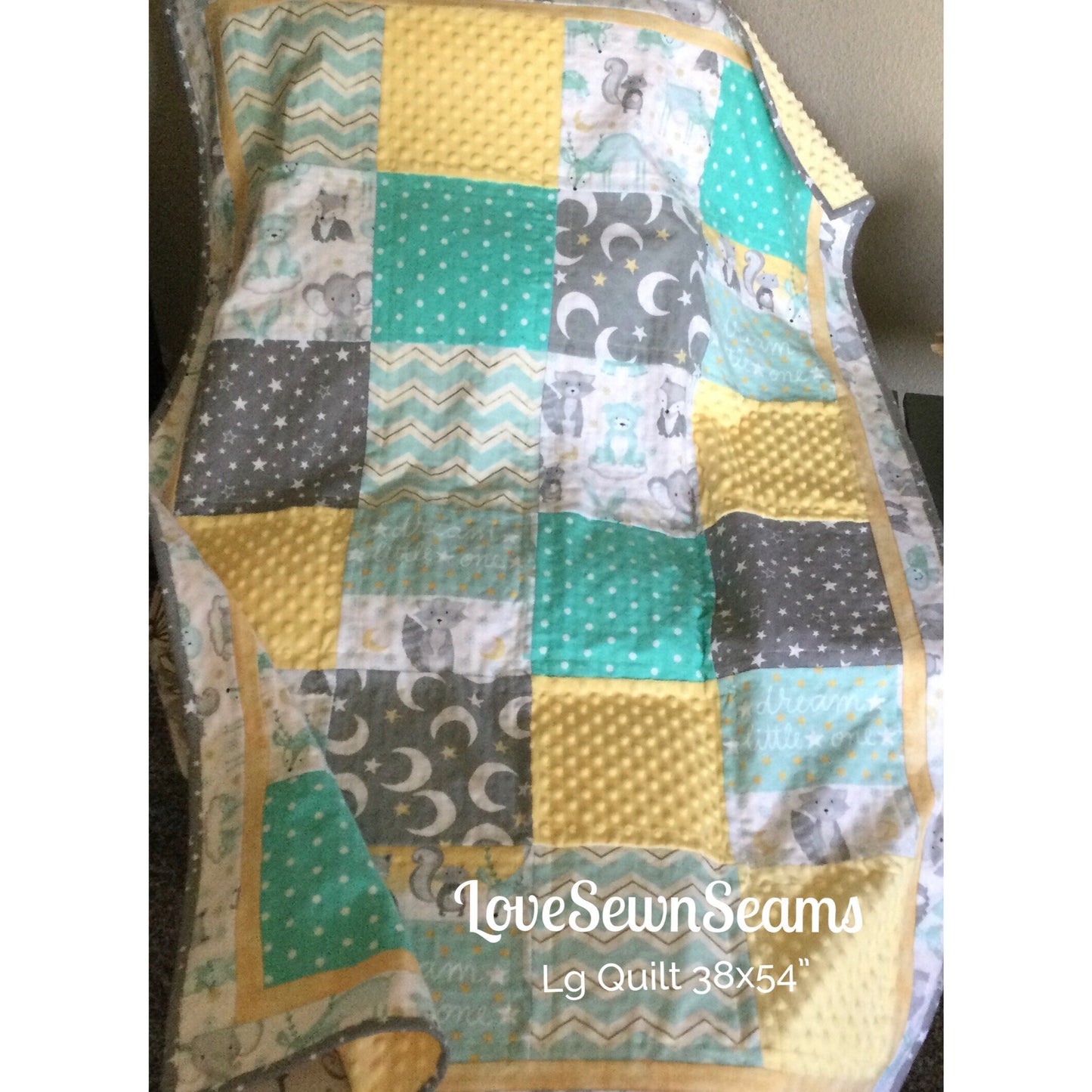 Sleepy time quilt/Moon quilt/Gender neutral quilt/Choose your Minky color/Baby quilt/Handmade quilt/flannel quilt