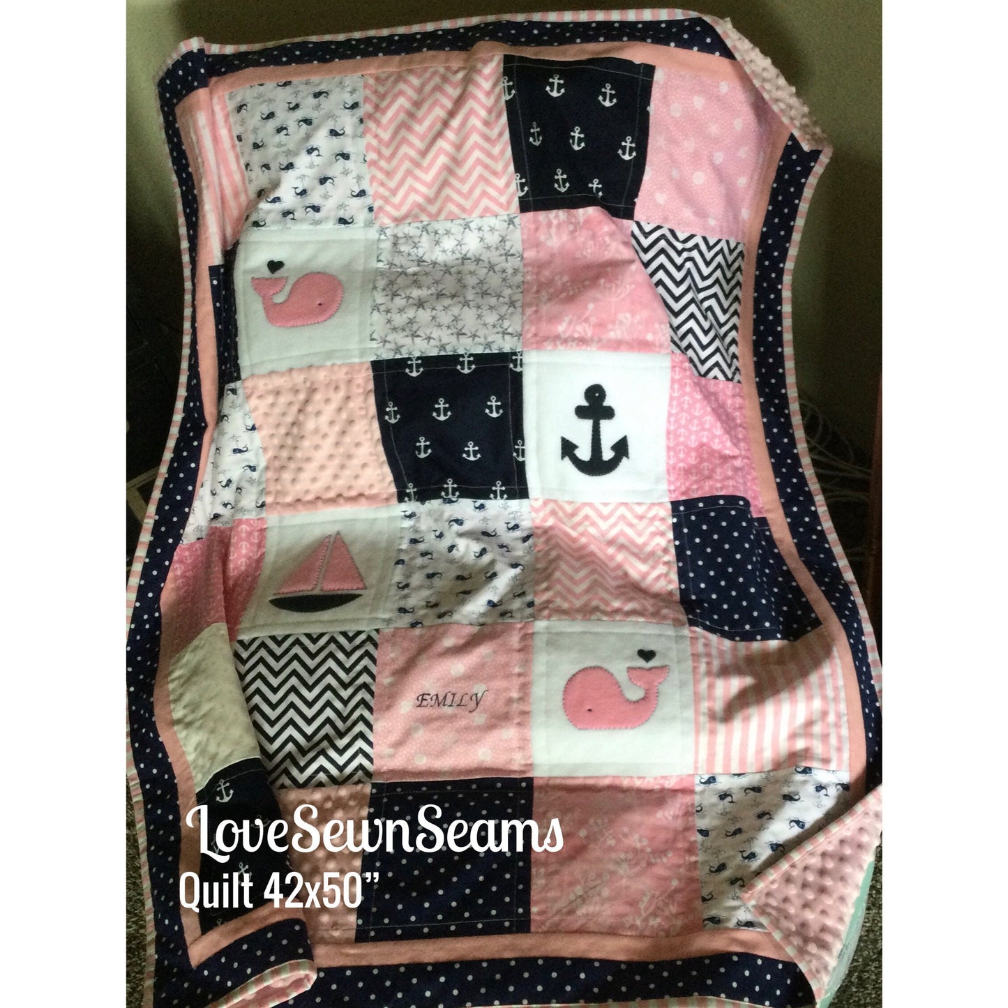 MADE TO ORDER/Seaside Quilt/Nautical Baby quilt/Baby quilts/Handmade quilts/Modern baby quilt/Coastal baby quilt