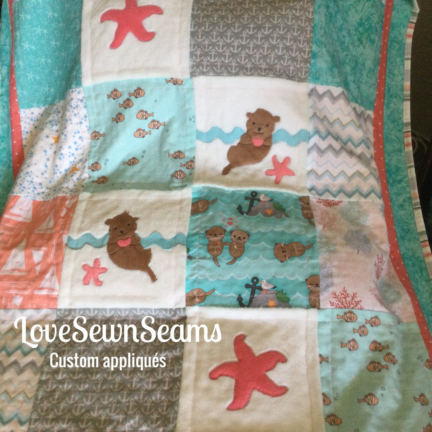 Sea Otter quilt/Lovey/Sea otter/baby quilt