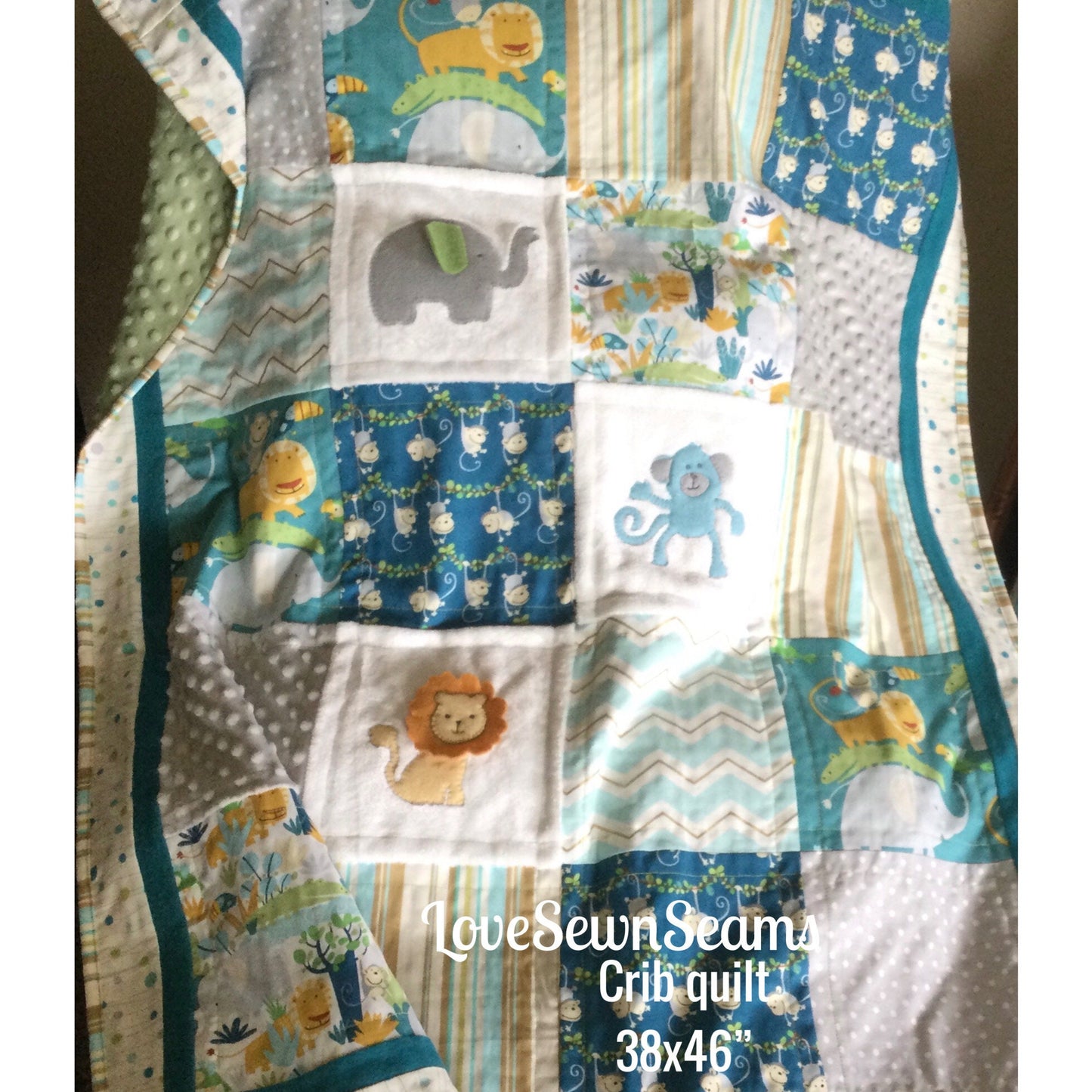Jungle quilt/Safari Quilt/Baby Quilt/Animal Quilt/Jungle Lovey/Lovey/Monkey quilt/Hippo Quilt