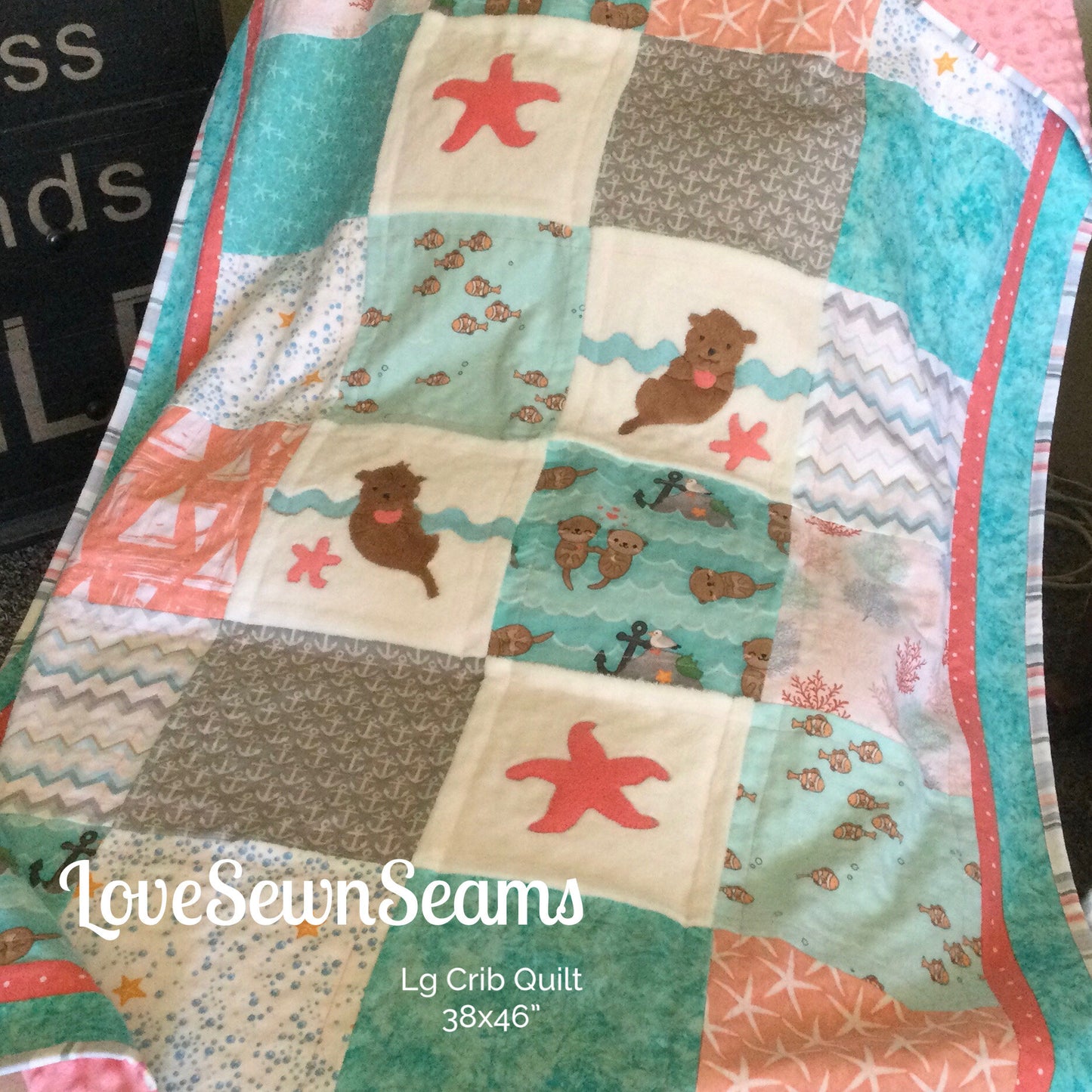 Sea Otter quilt/Lovey/Sea otter/baby quilt