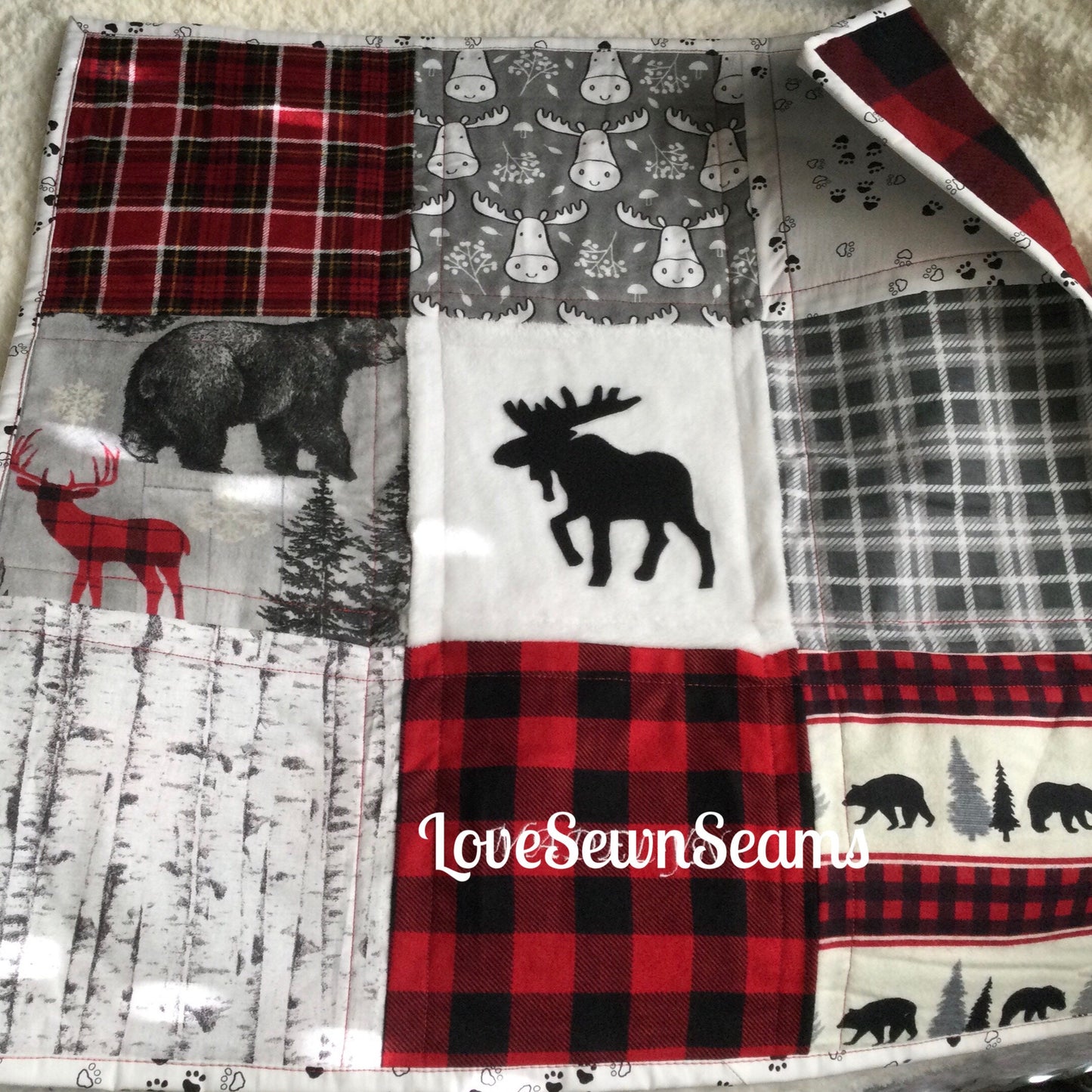 MADE TO ORDER/Lodge quilt/Moose quilt/Bear Quilt/Woodland quilt/Lake House quilt/Rustic quilt/handmade quilt