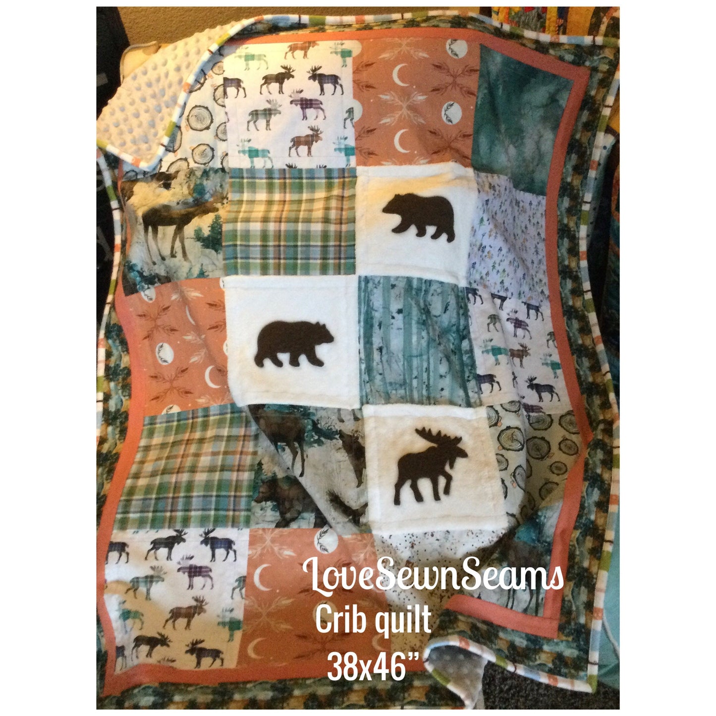 MADE TO ORDER/Woodland quilt/Bear quilt/Moose Quilt/Nature quilt/Forest quilt/Comfort quilt/Select your size