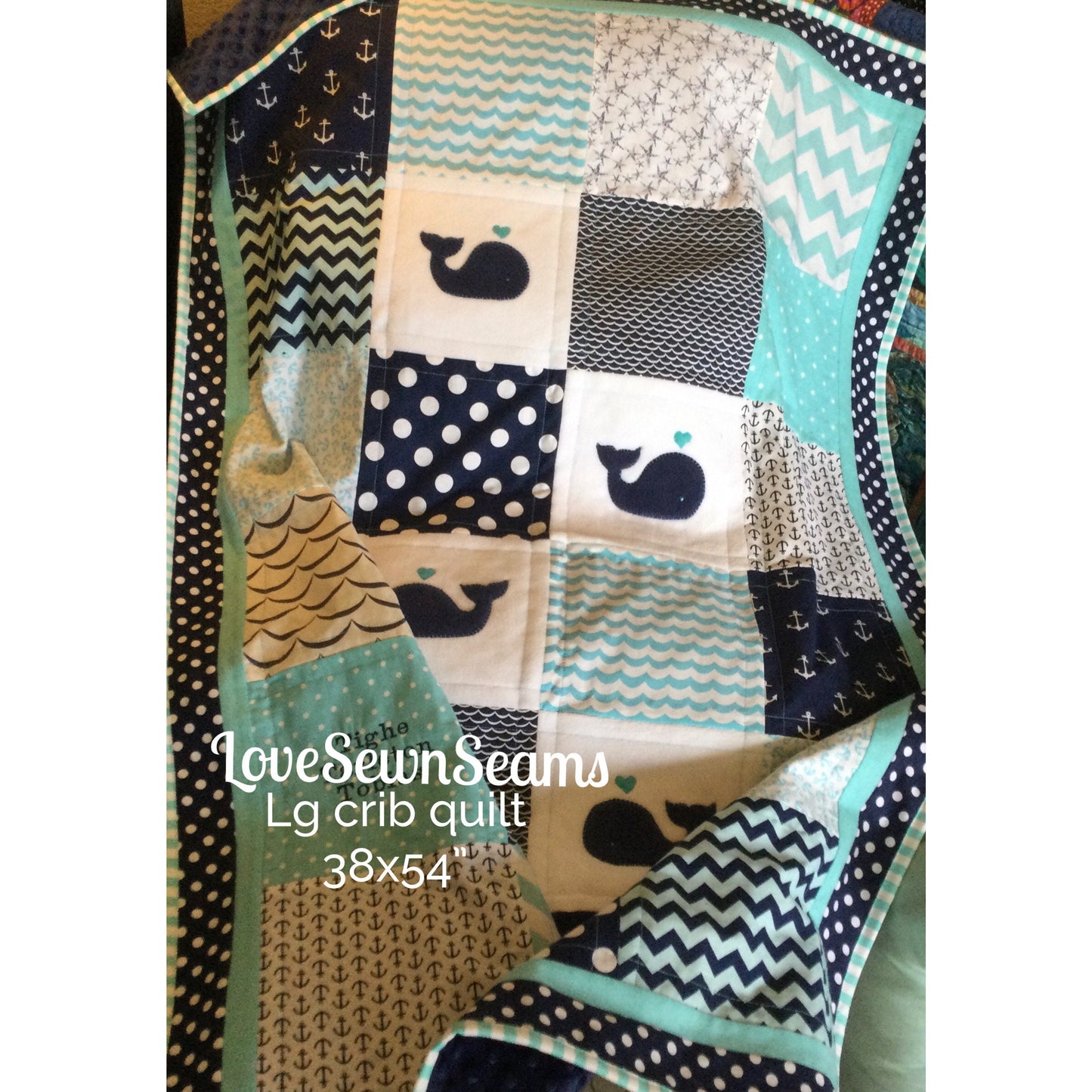 Whale quilt/Nautical quilt/Coastal Quilt/Ocean quilt/Minky Quilt/Modern baby quilt