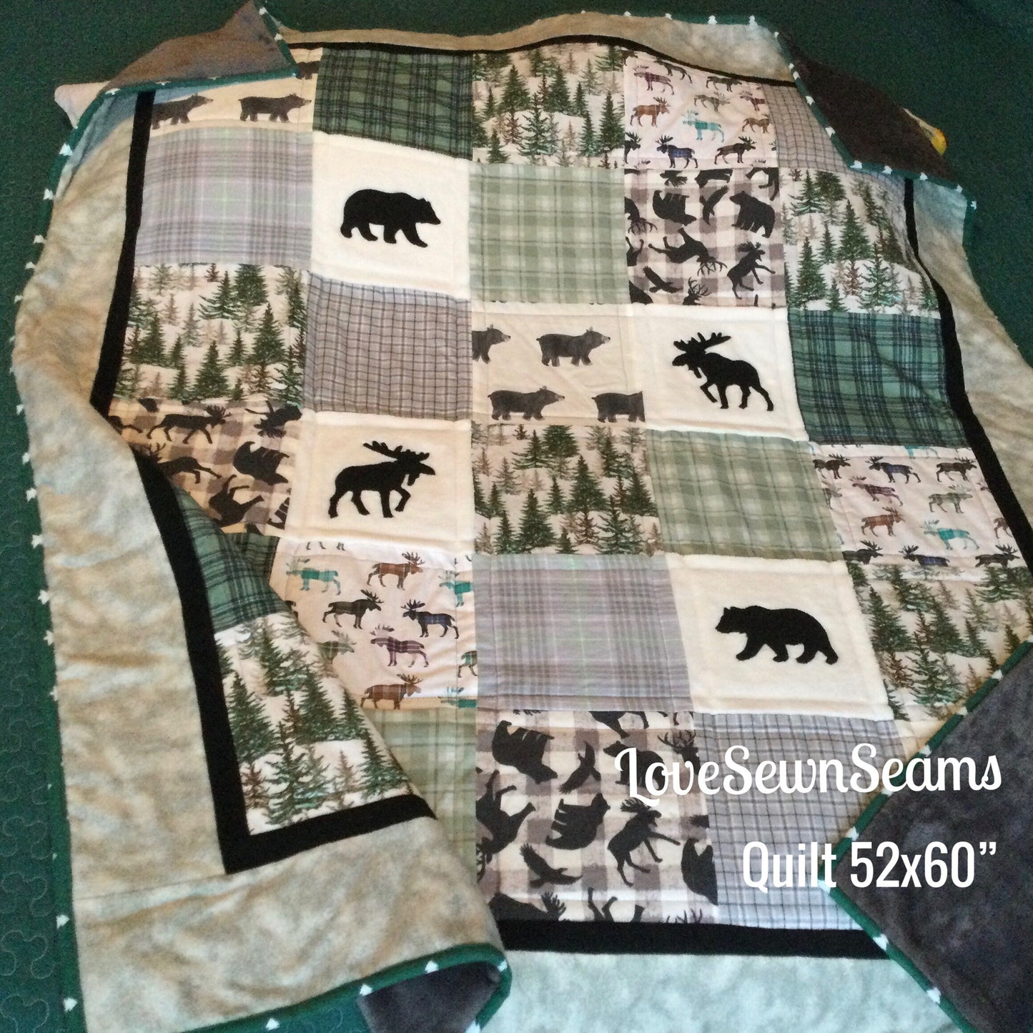 Woodland quilt/Bear Moose quilt/Wilderness quilt/Cabin Quilt/Lodge quilt