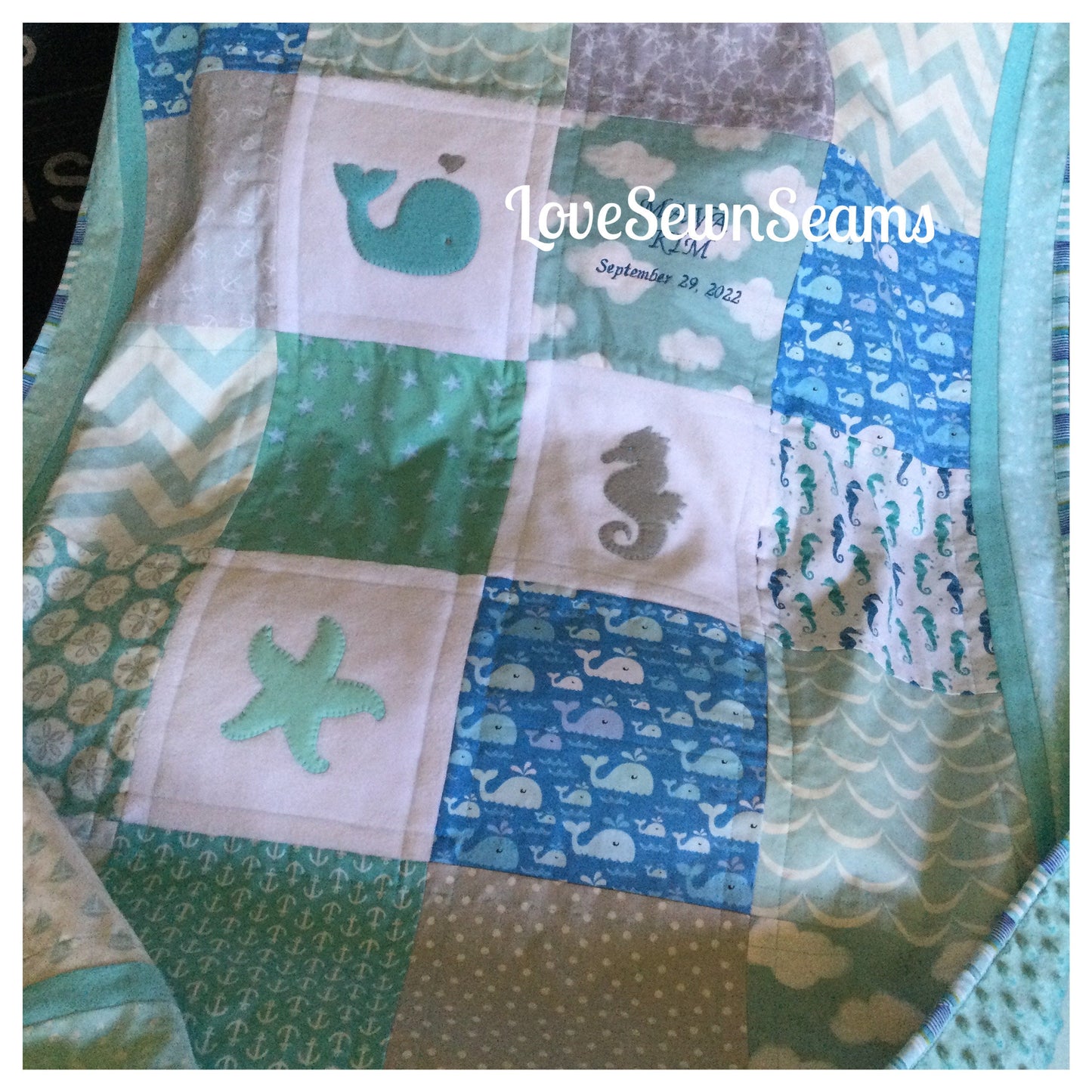 Coastal Quilt/Ocean quilt/Nautical quilt/coastal baby bedding