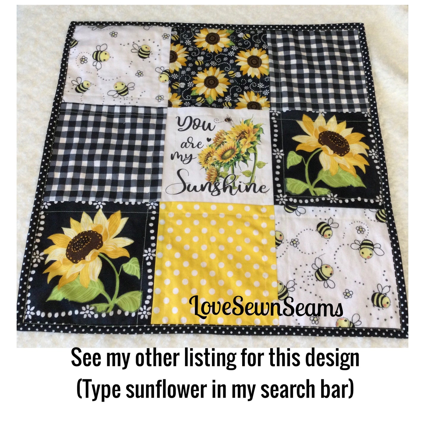 You are my sunshine quilt/Sunshine quilt/sunflower quilt/You are my sunshine lovey/Bee quilt/sunshine lovey/modern baby quilt