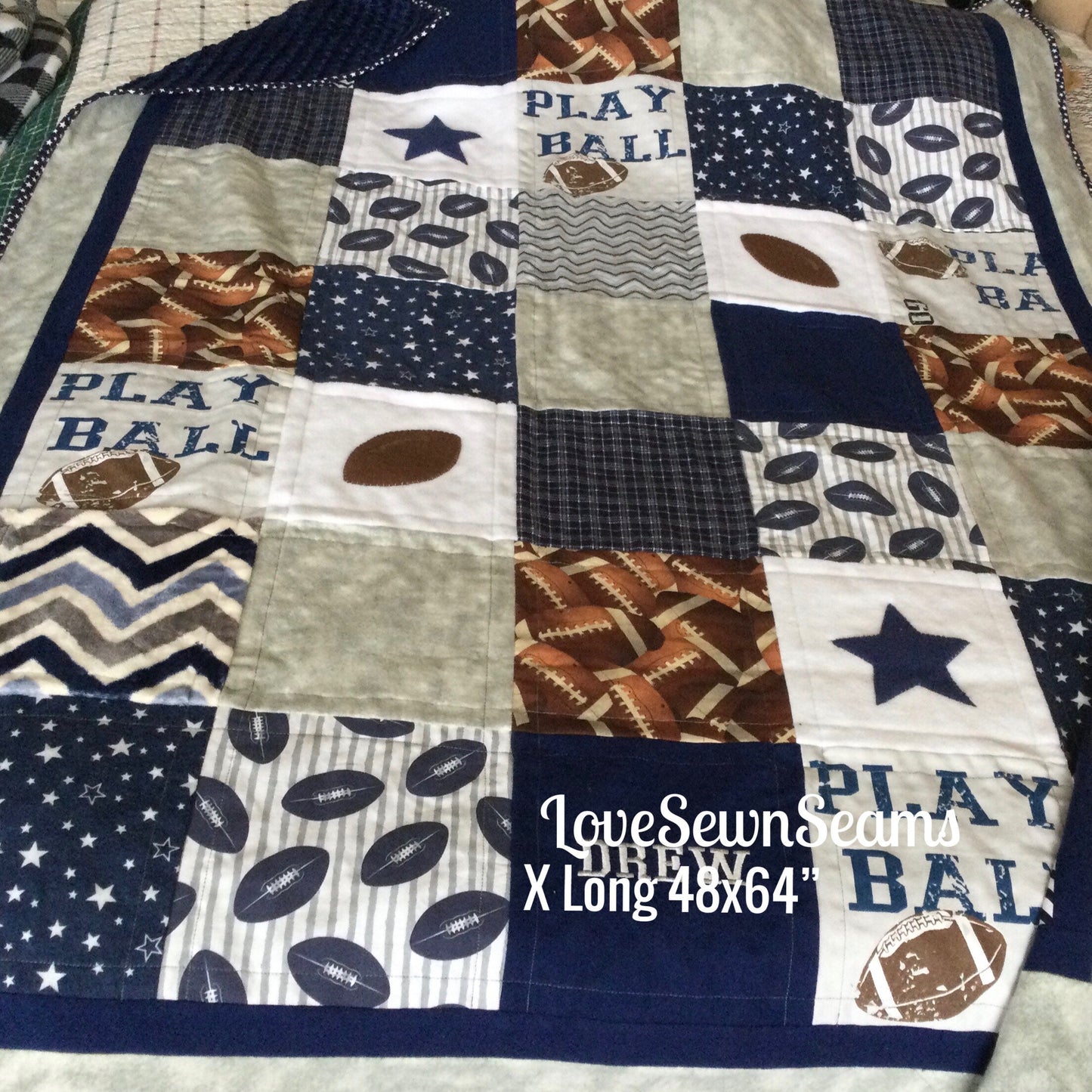 FOOTBALL Quilt/Sport quilt/Football/Boys quilt/Handmade quilt/Personalized quilt