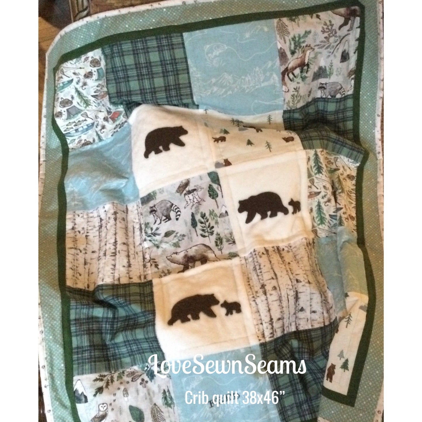 Woodland quilt/Bear quilt/Forest friends/LODGE Quilt/Handmade in USA/Many size options