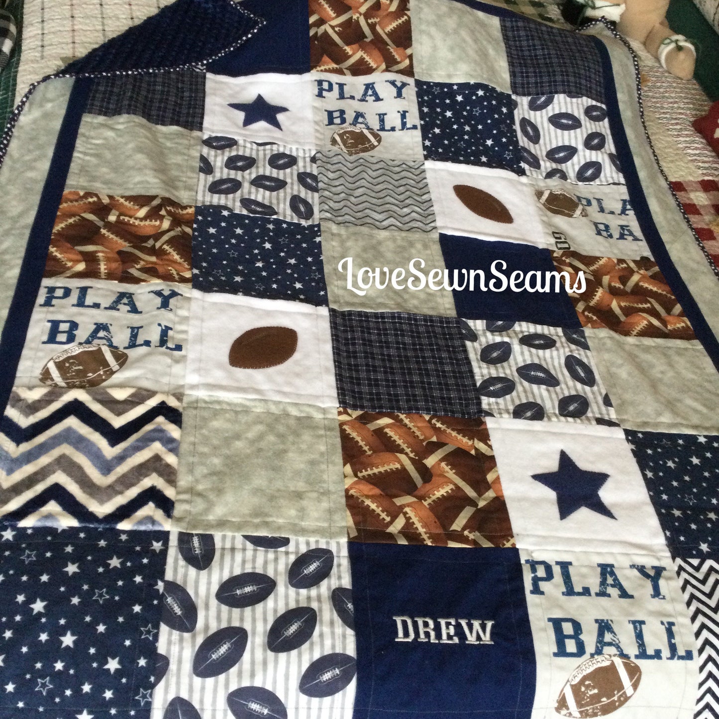 FOOTBALL Quilt/Sport quilt/Football/Boys quilt/Handmade quilt/Personalized quilt