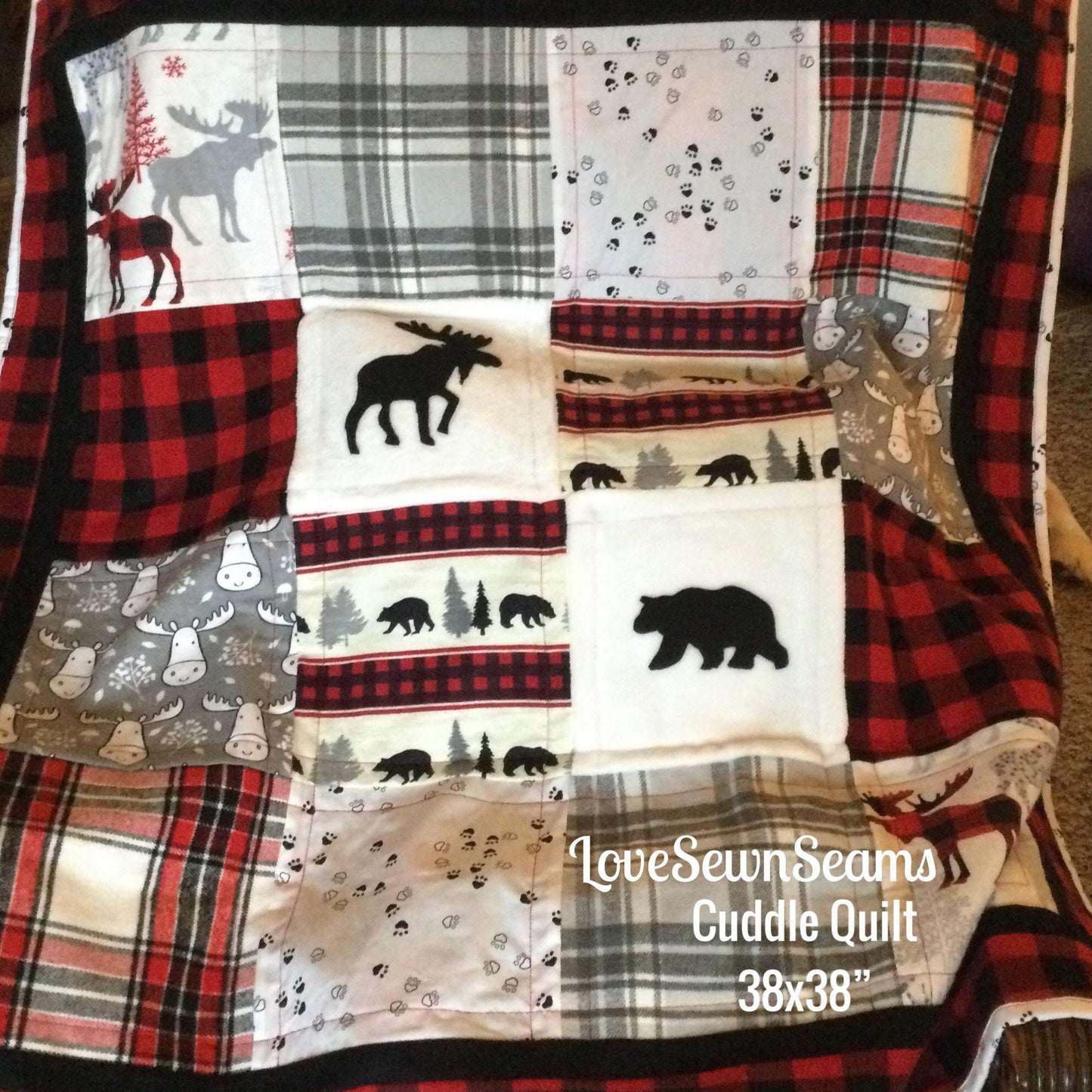 MADE TO ORDER/Lodge quilt/Moose quilt/Bear Quilt/Woodland quilt/Lake House quilt/Rustic quilt/handmade quilt