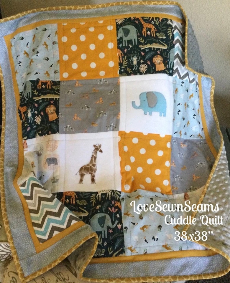 MADE TO ORDER/Crib to Twin sizes/Animal quilt/Sloth quilt/Jungle animal quilt/Giraffe Quilt/Elephant quilt