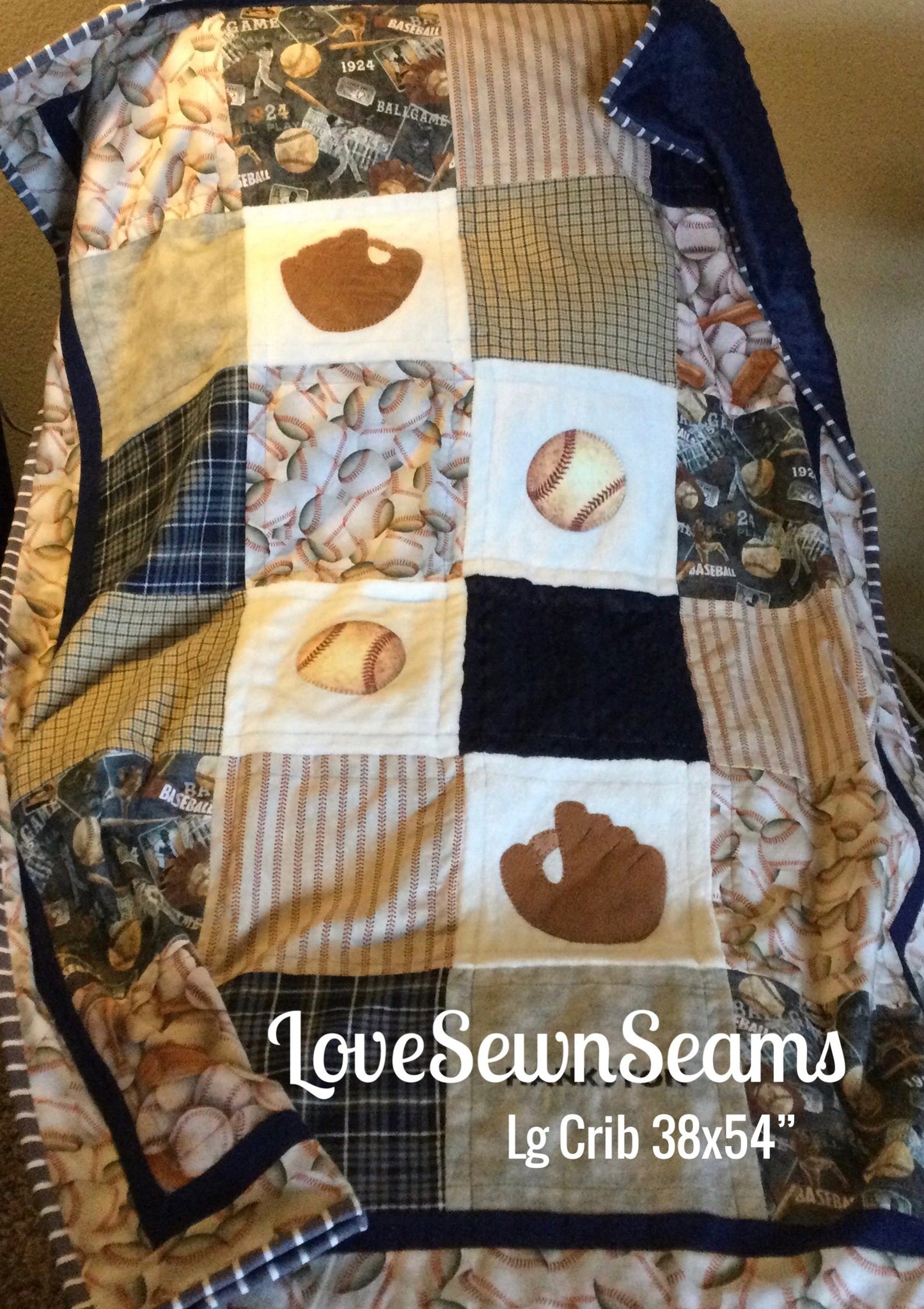Baseball Quilt/Vintage Baseball quilt/Made to order/Baseball Nursery