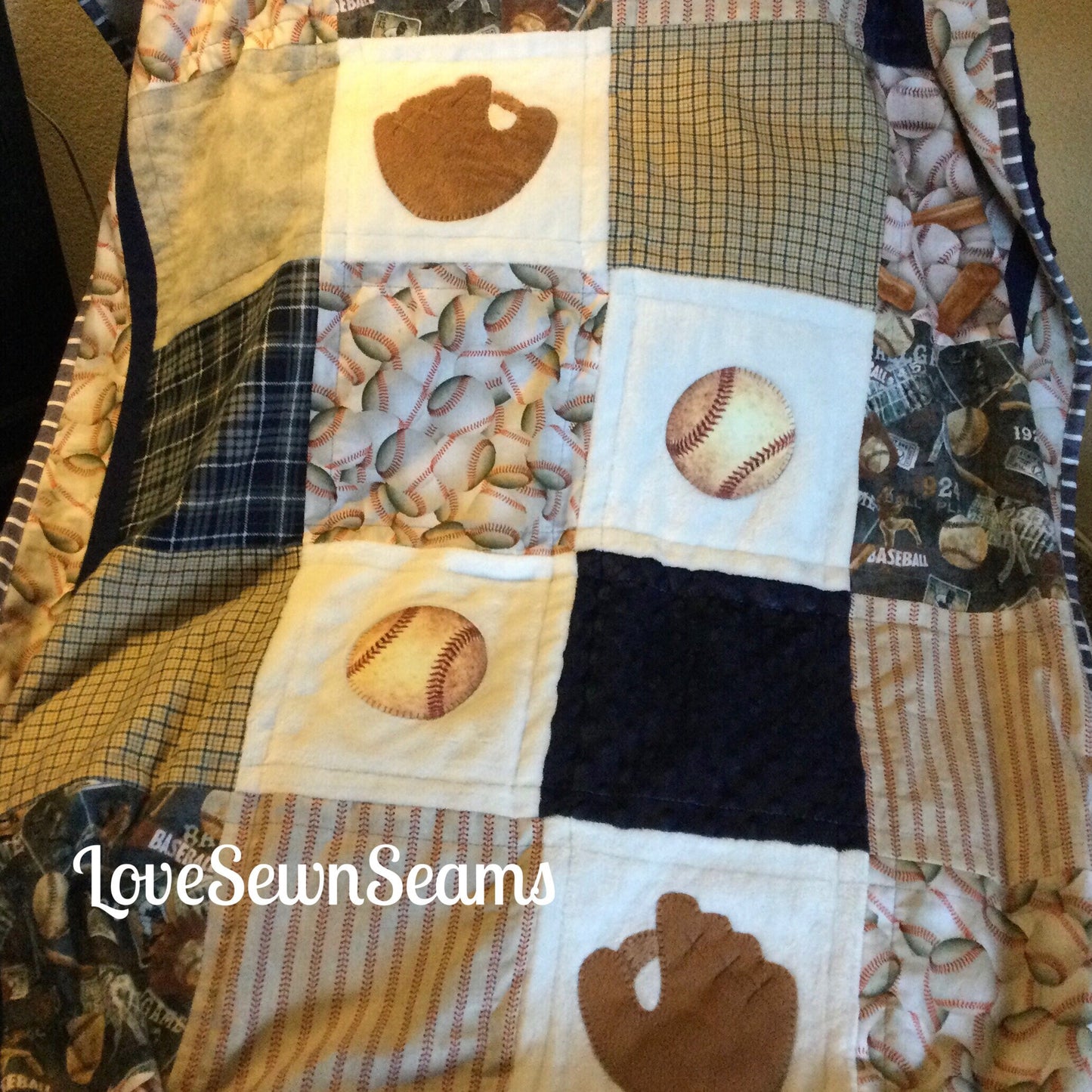 Baseball Quilt/Vintage Baseball quilt/Made to order/Baseball Nursery