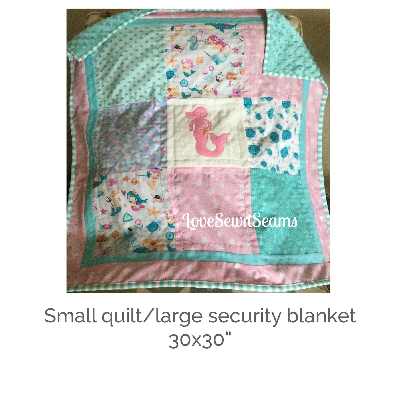 MERMAID QUILT/Sea turtle baby quilt/Mermaid and Sea turtle/Mermaid baby quilt/Mermaid Lovey/Sea turtle Lovey