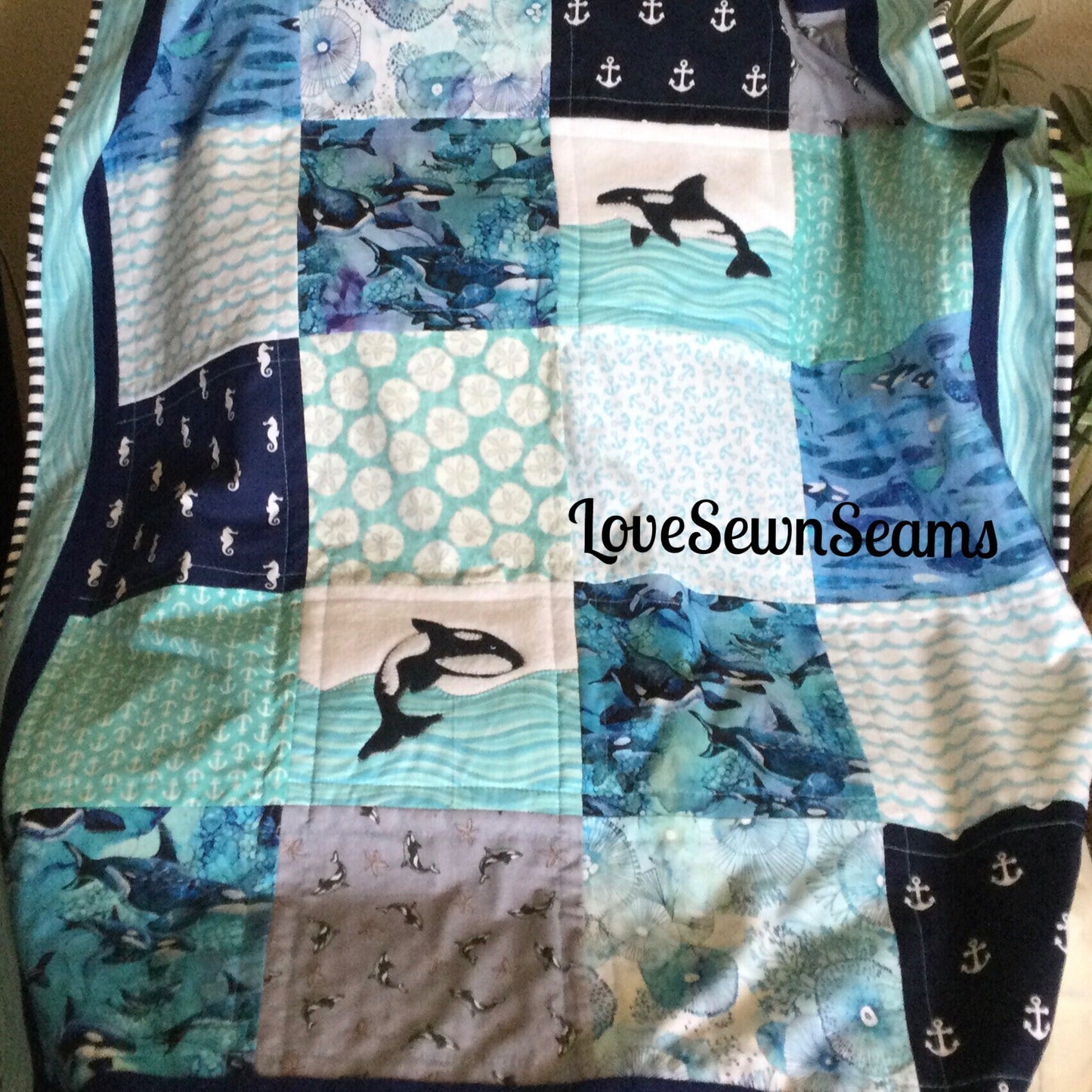 ORCA Quilt/Whale quilt/Nautical quilt/Orcas/Orca blanket