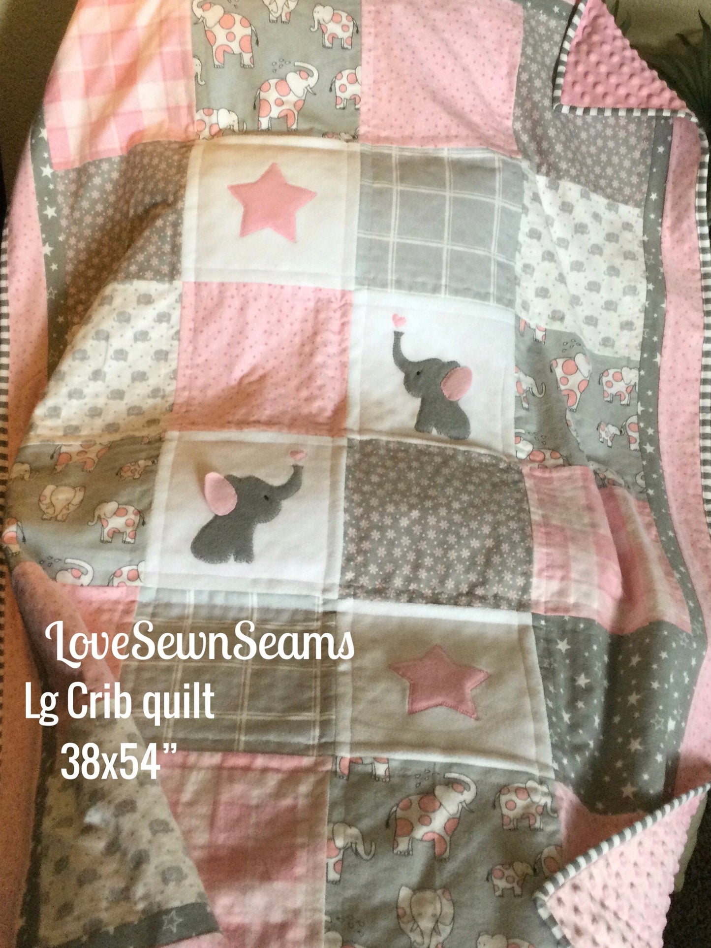 MADE TO ORDER/Elephant quilt/baby quilt/Elephant Lovey/Modern baby quilt/Baby shower gift/handmade quilt
