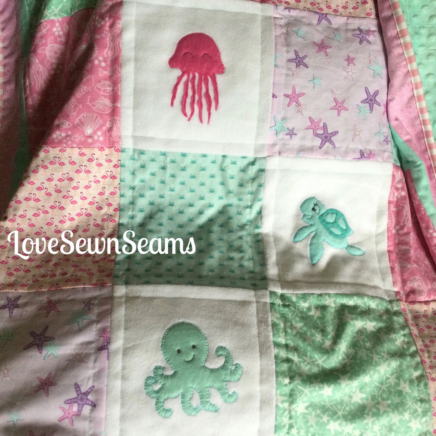 Seaside quilt/Coastal quilt/Sealife quilt/Ocean quilt/Quilt or Lovey