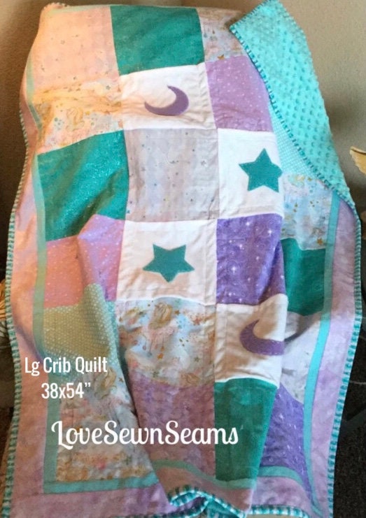 CELESTIAL Quilt~Moon & Star~Unicorn quilt~Modern baby quilt