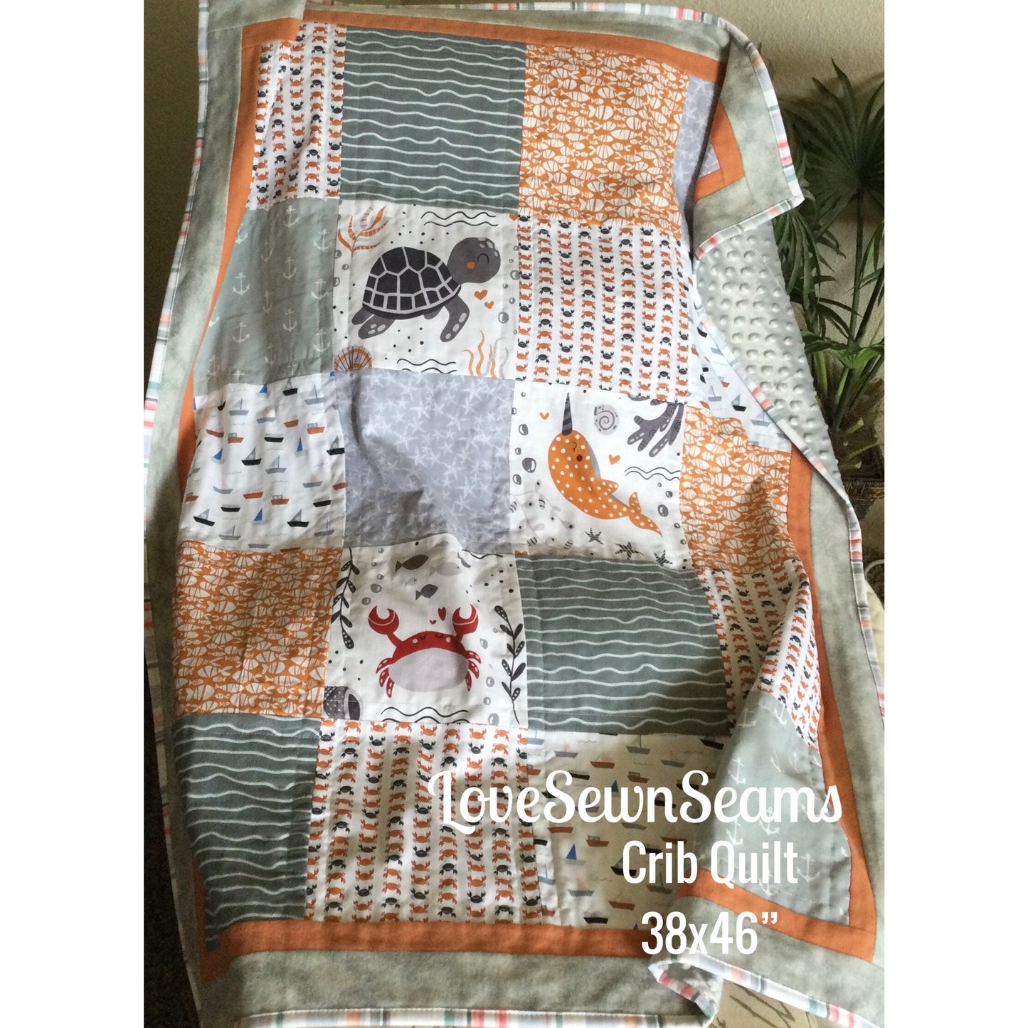 SEA LIFE Quilt/Ocean quilt/Narwhal quilt/Sea turtle quilt/Crab quilt/Handmade quilt/customizable quilt