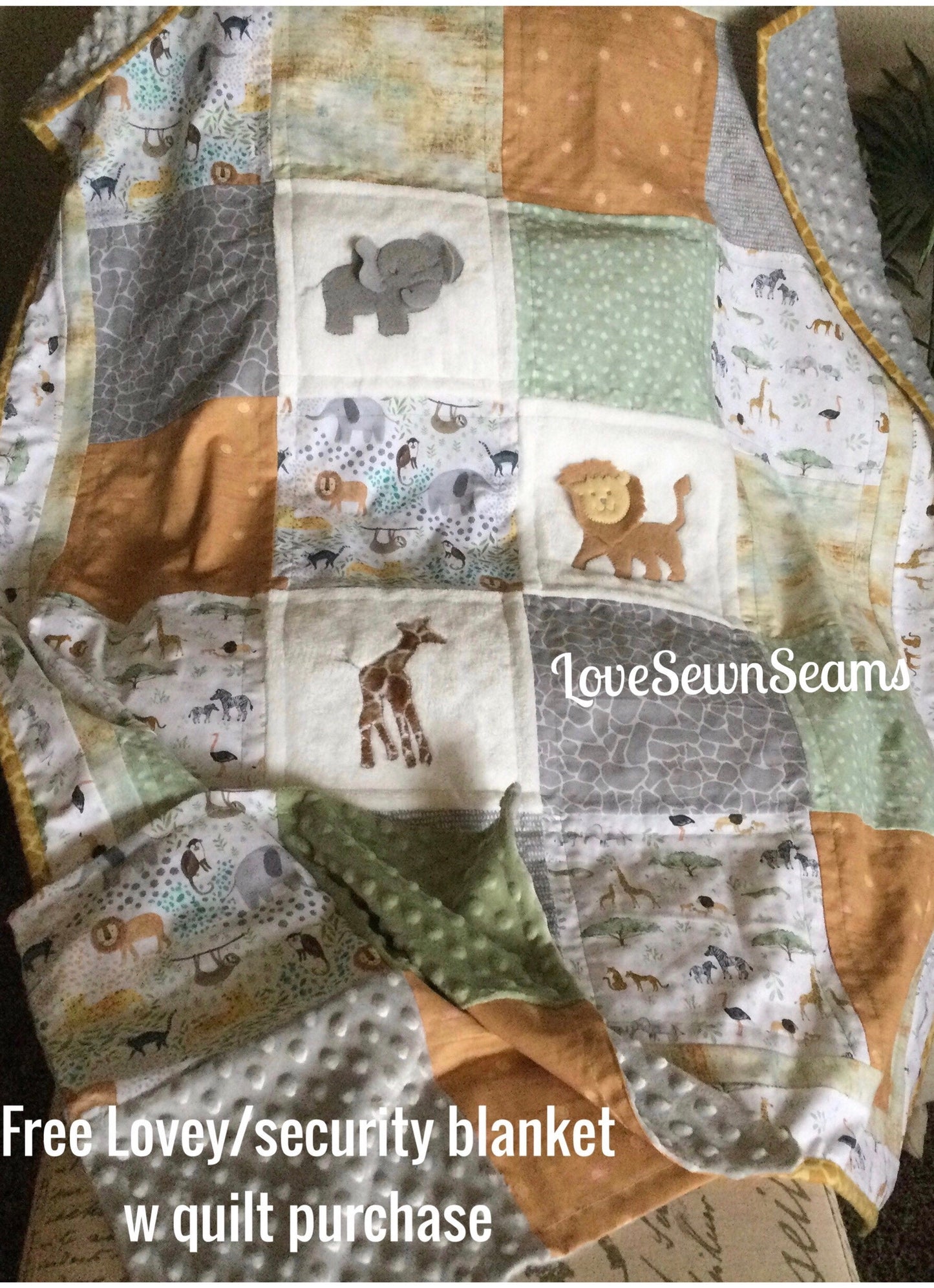 Animal quilt/Lion quilt/Elephant quilt/Jungle animals/Animal baby quilt