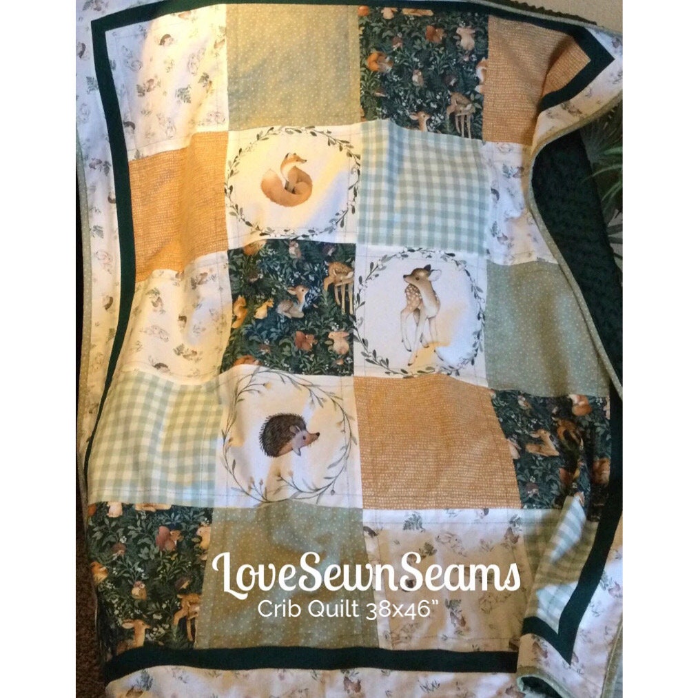 LITTLE Fawn and friends Quilt/Forest Friends/Woodland quilt/Handmade in USA/Baby quilt/Select your animals