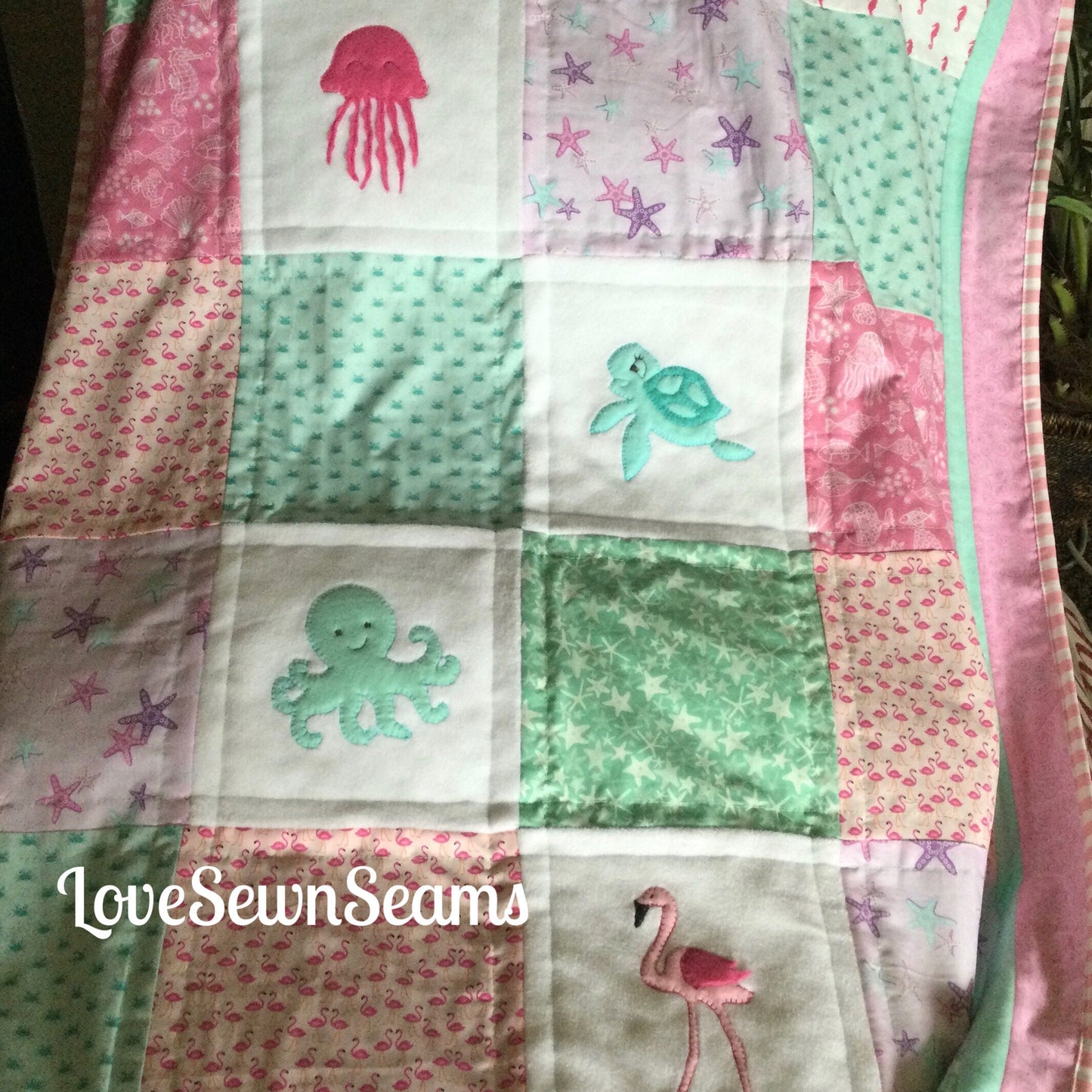 Seaside quilt/Coastal quilt/Sealife quilt/Ocean quilt/Quilt or Lovey