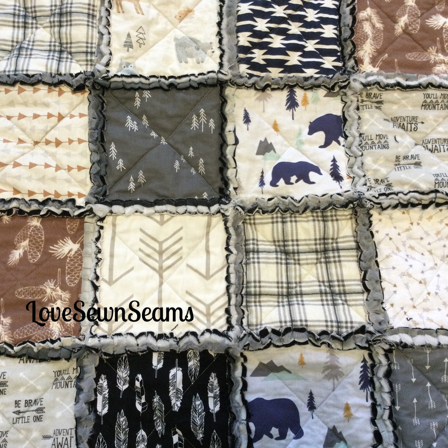 Woodland quilt/Bear quilt/Adventure awaits/Minky quilt/Forest quilt/Mountain quilt