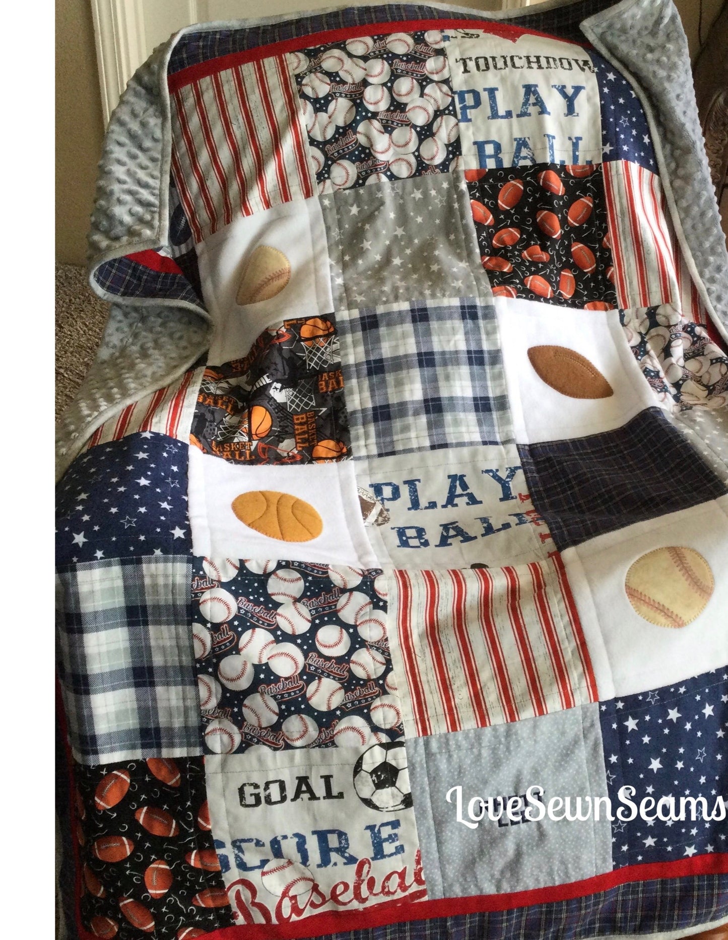 All Sport Quilt/Sports Quilt/Baseball Quilt/Football Quilt/Basketball Quilt
