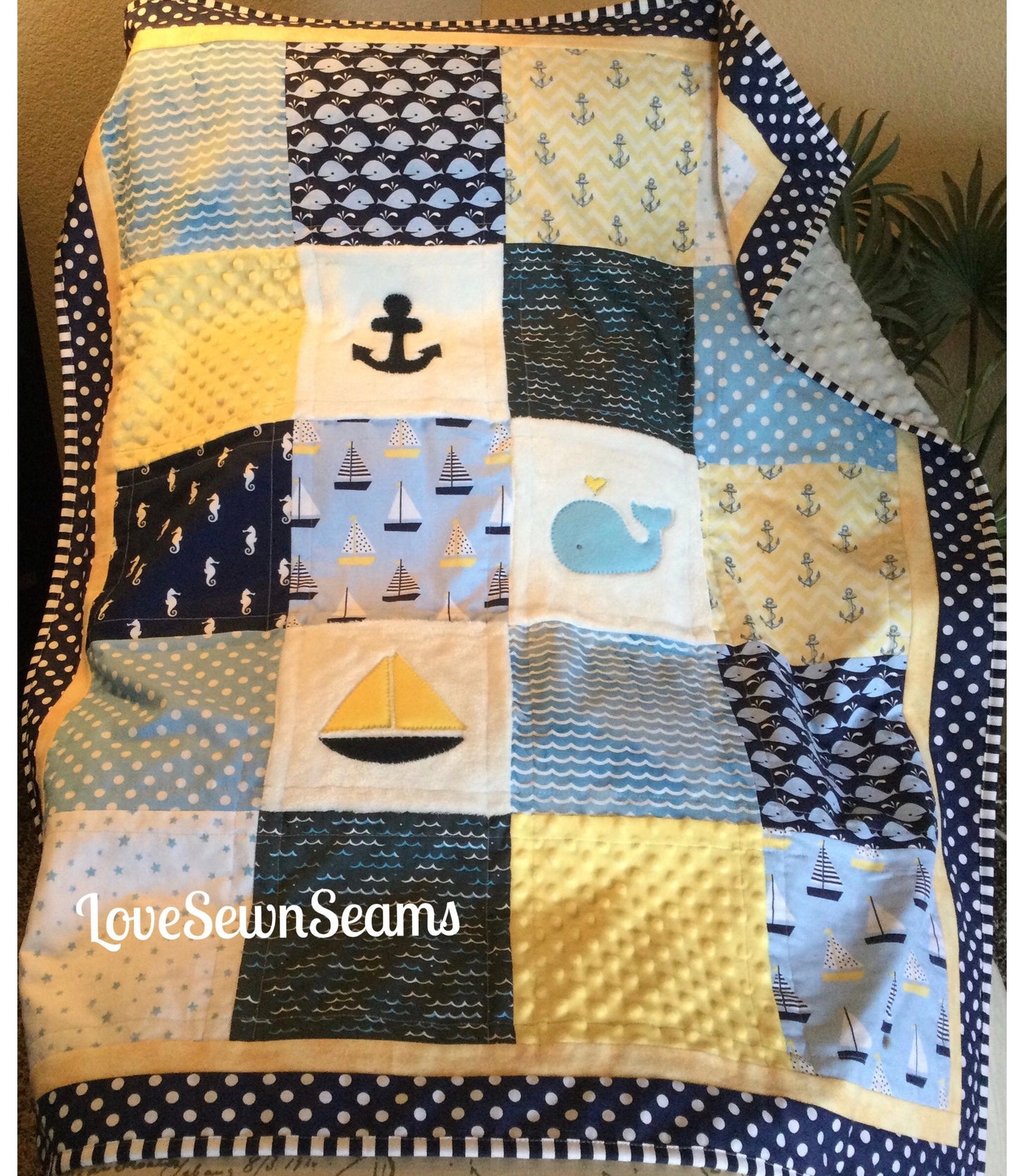 Nautical quilt/Gender neutral quilt/Sailing quilt/Coastal/Ocean/