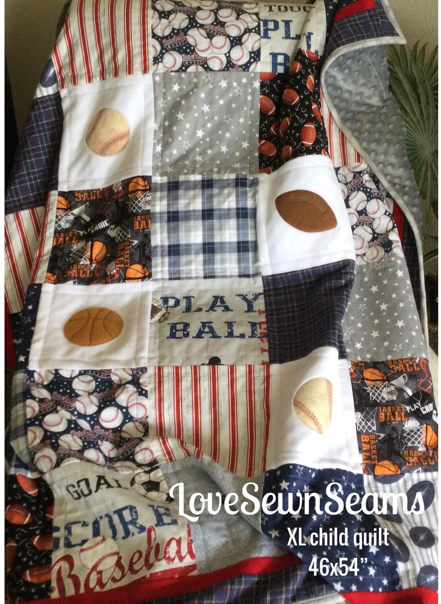 All Sport Quilt/Sports Quilt/Baseball Quilt/Football Quilt/Basketball Quilt
