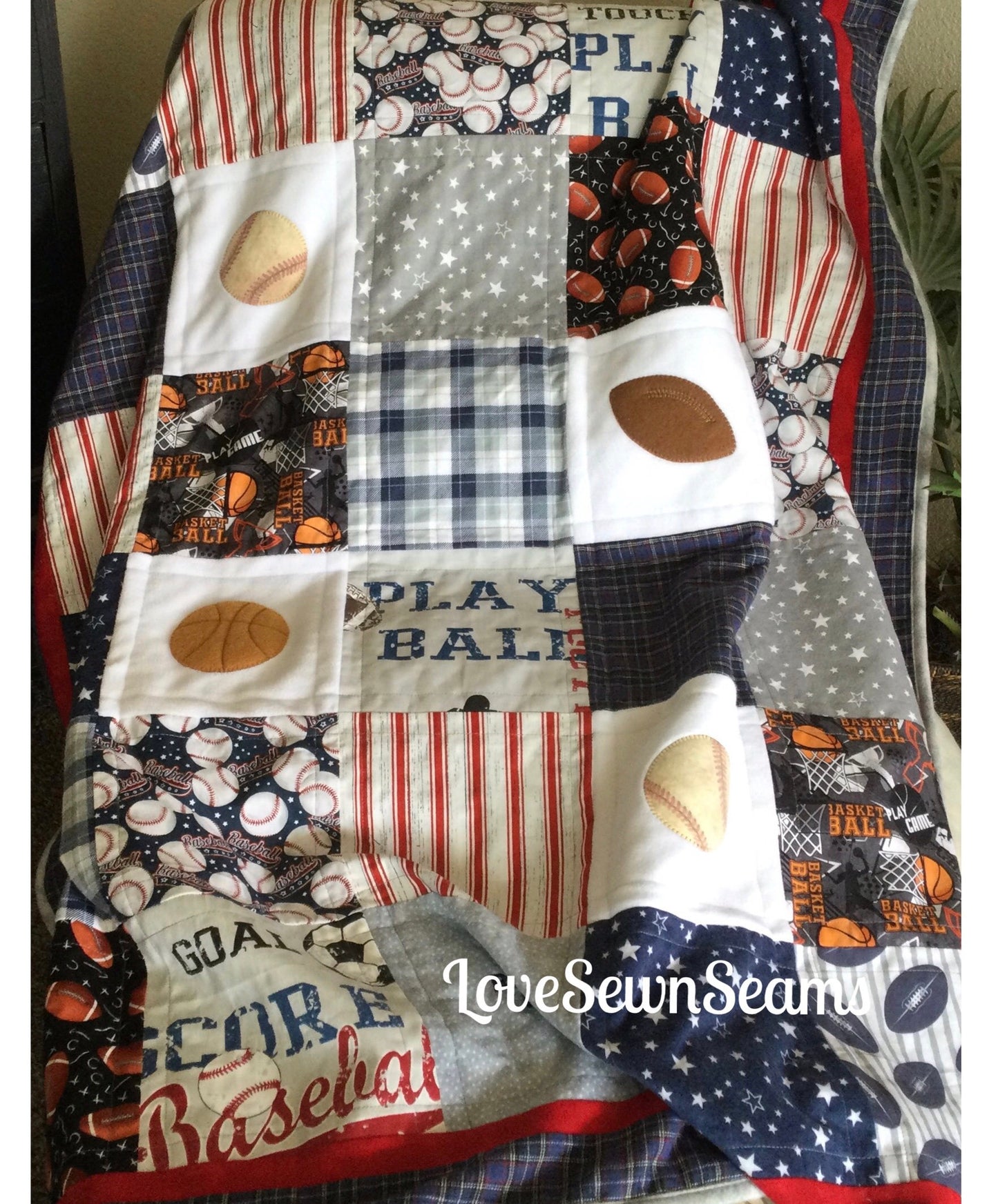All Sport Quilt/Sports Quilt/Baseball Quilt/Football Quilt/Basketball Quilt