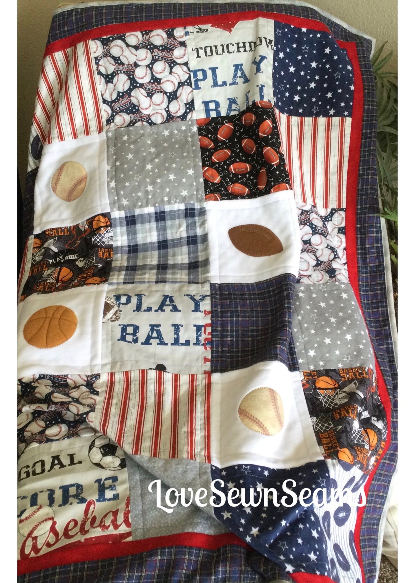 All Sport Quilt/Sports Quilt/Baseball Quilt/Football Quilt/Basketball Quilt
