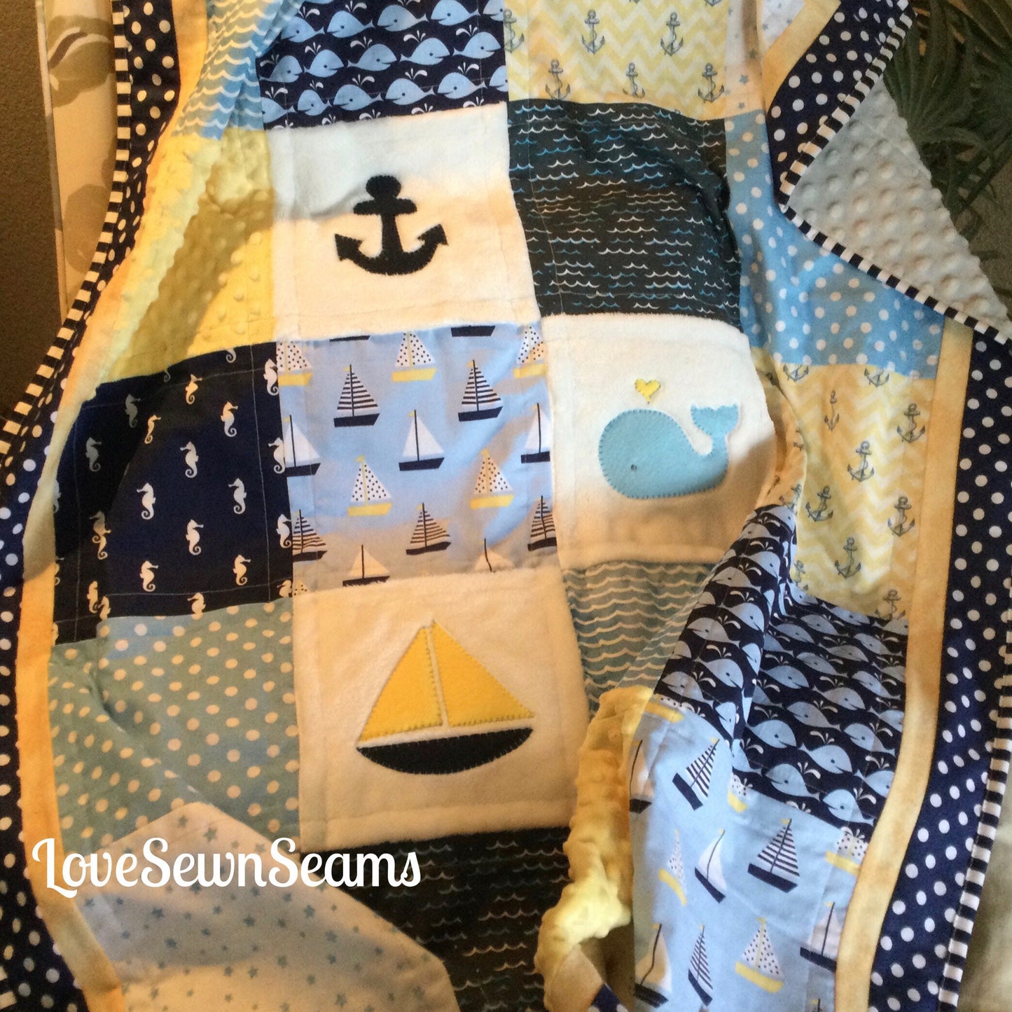 Nautical quilt/Gender neutral quilt/Sailing quilt/Coastal/Ocean/